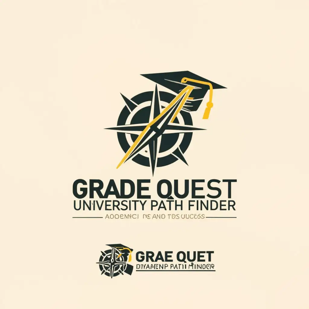 a logo design,with the text "Grade Quest: University Path Finder", main symbol:Compass and graduation hat,Moderate,be used in Education industry,clear background