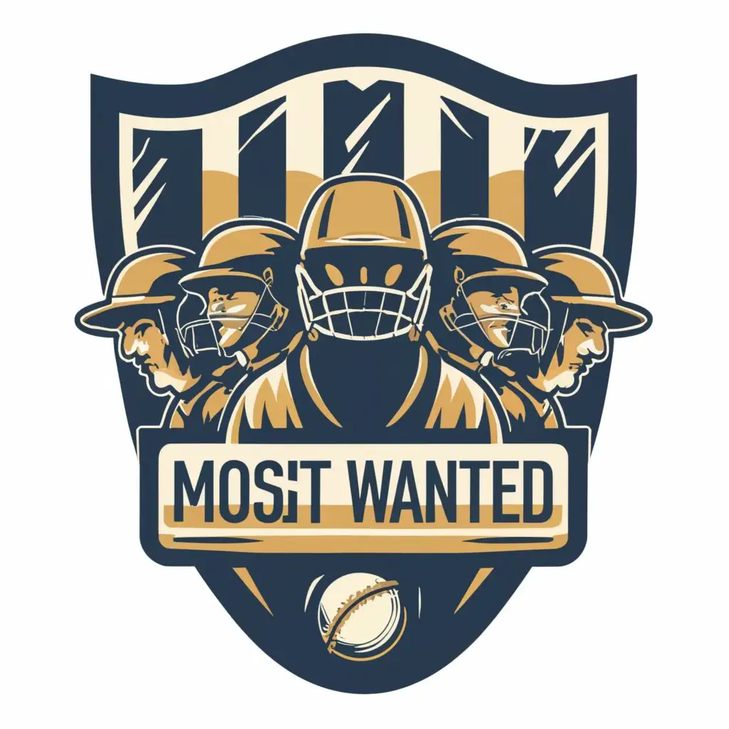 logo, Cricket, 11 members, with the text "MOST WANTED", typography