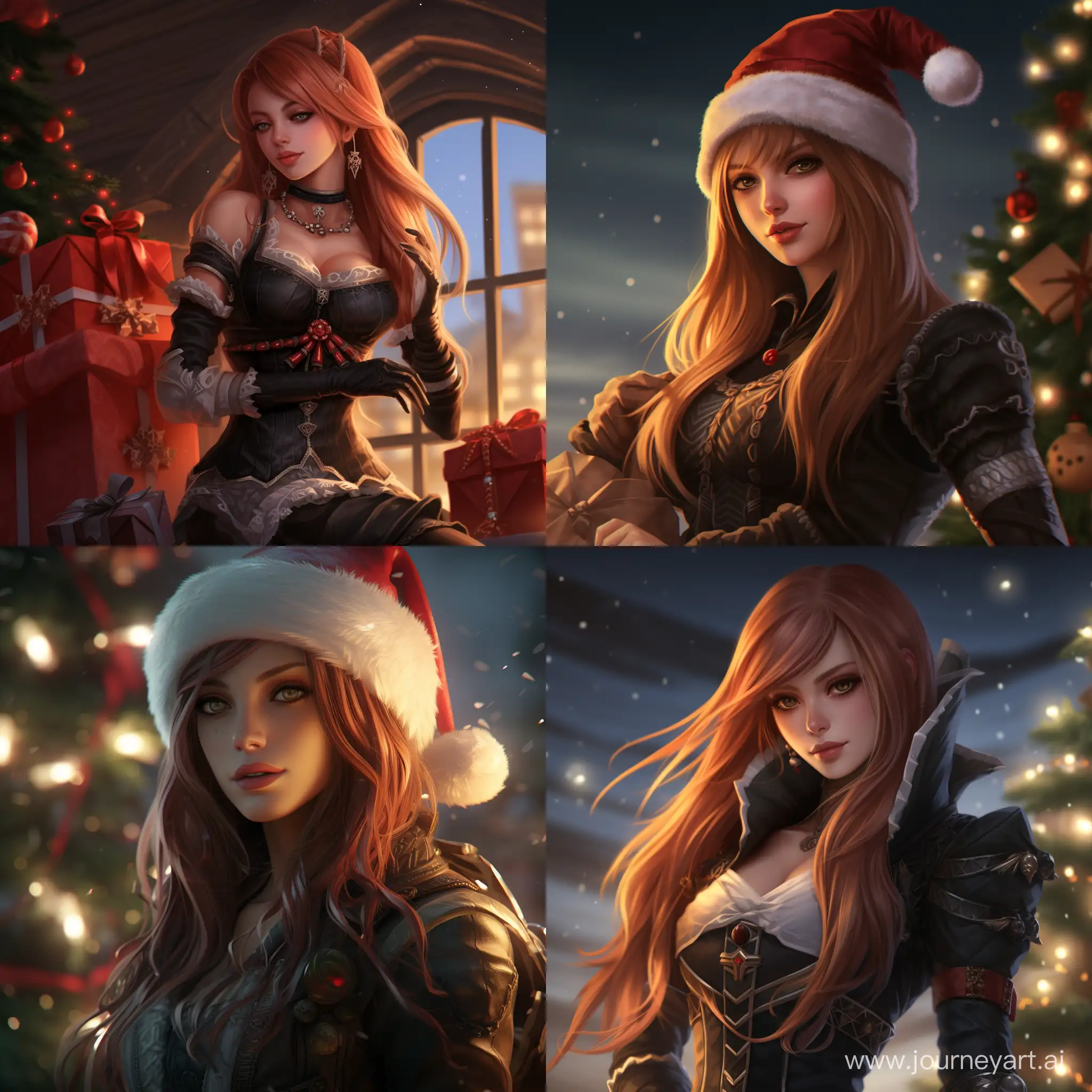 Christmas-Katarina-Festive-League-of-Legends-Art-with-11-Aspect-Ratio