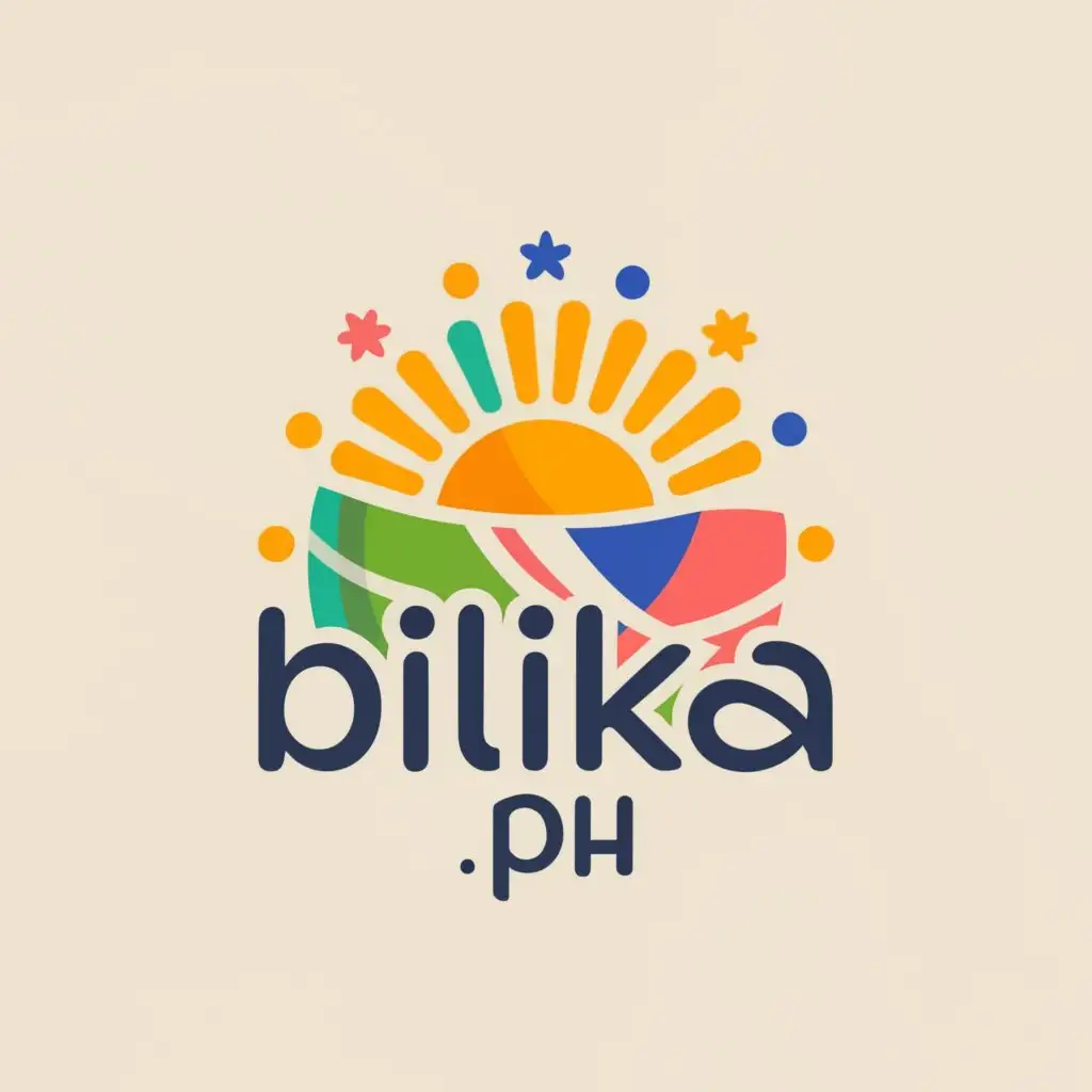 a logo design,with the text "Bilika.ph", main symbol:sun, stars & colours on the Philippine flag & globe,Moderate,clear background