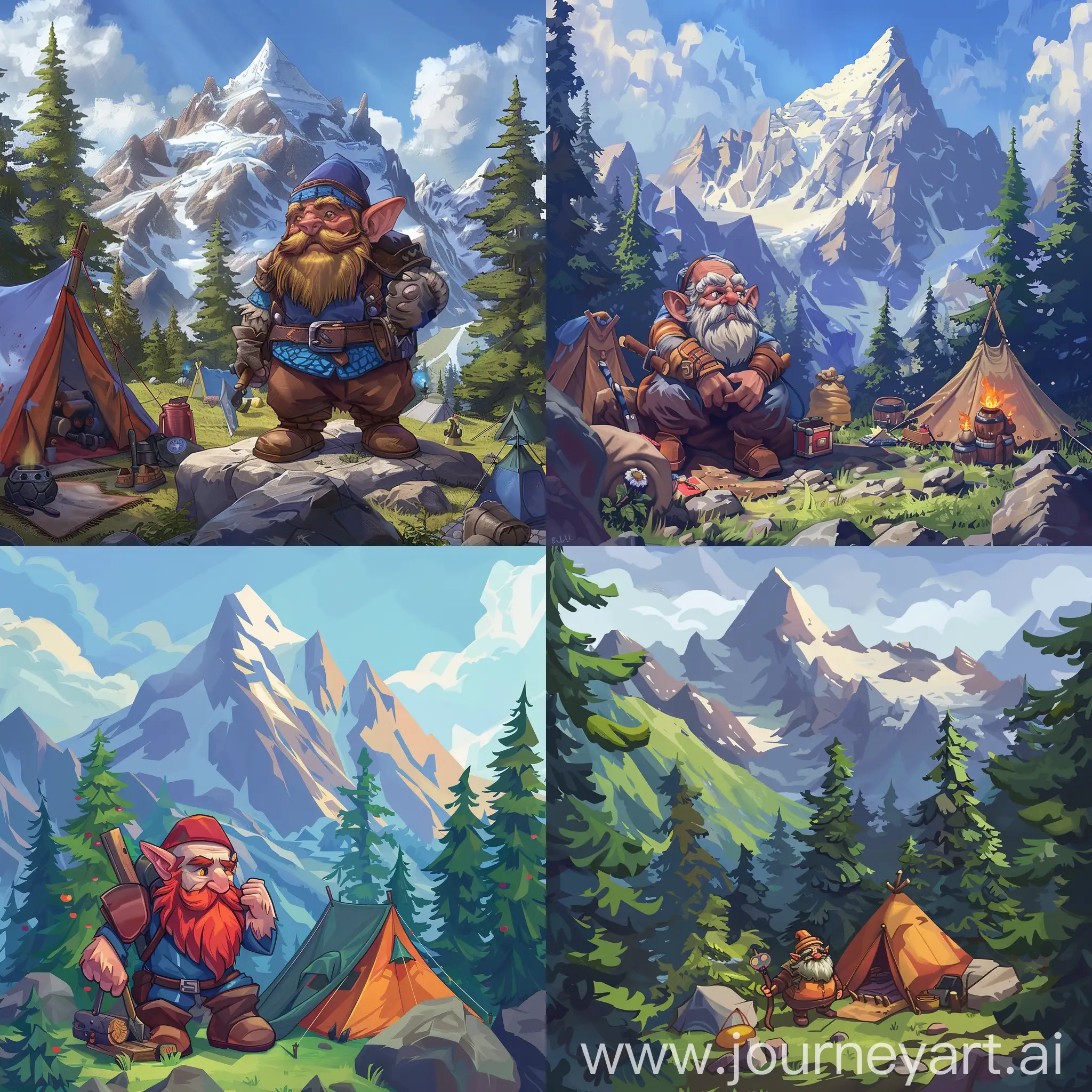 Deep mountain dwarf in campsite as seen in mirandus by gala games
