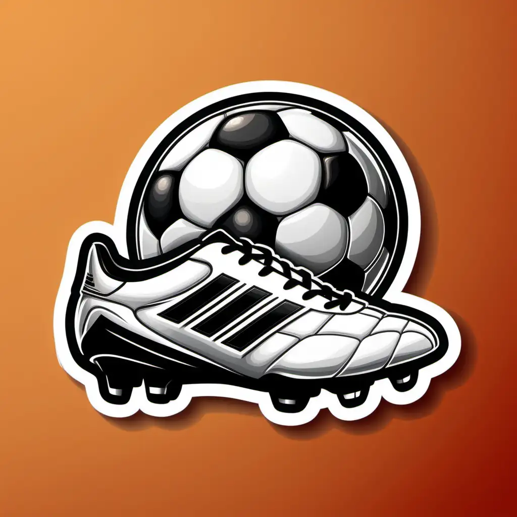 Football Ball Soccer Goal and Soccer Boots Sticker Style Ultra Detailed Sports Art