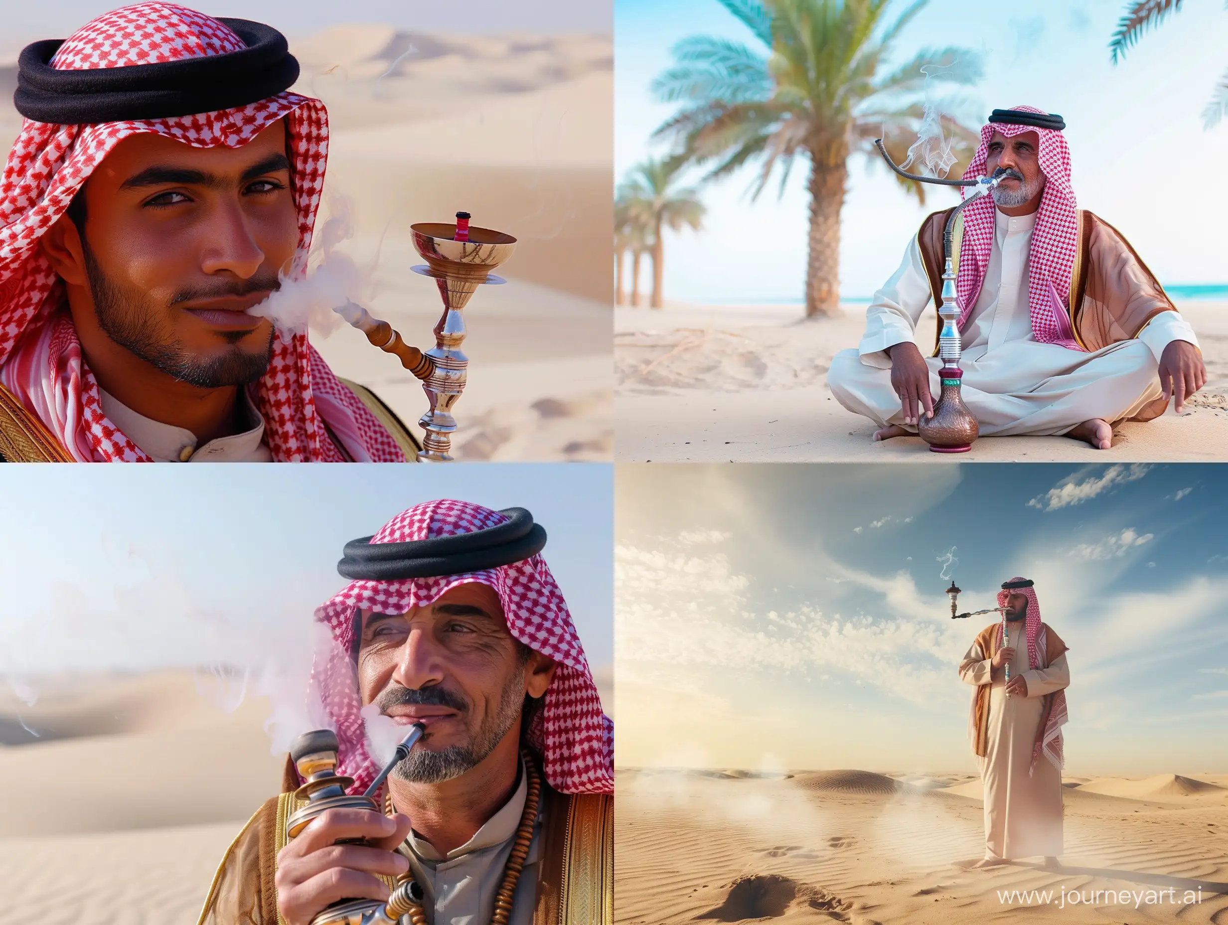 Saudi-Man-Enjoying-Hookah-on-Desert-Sands