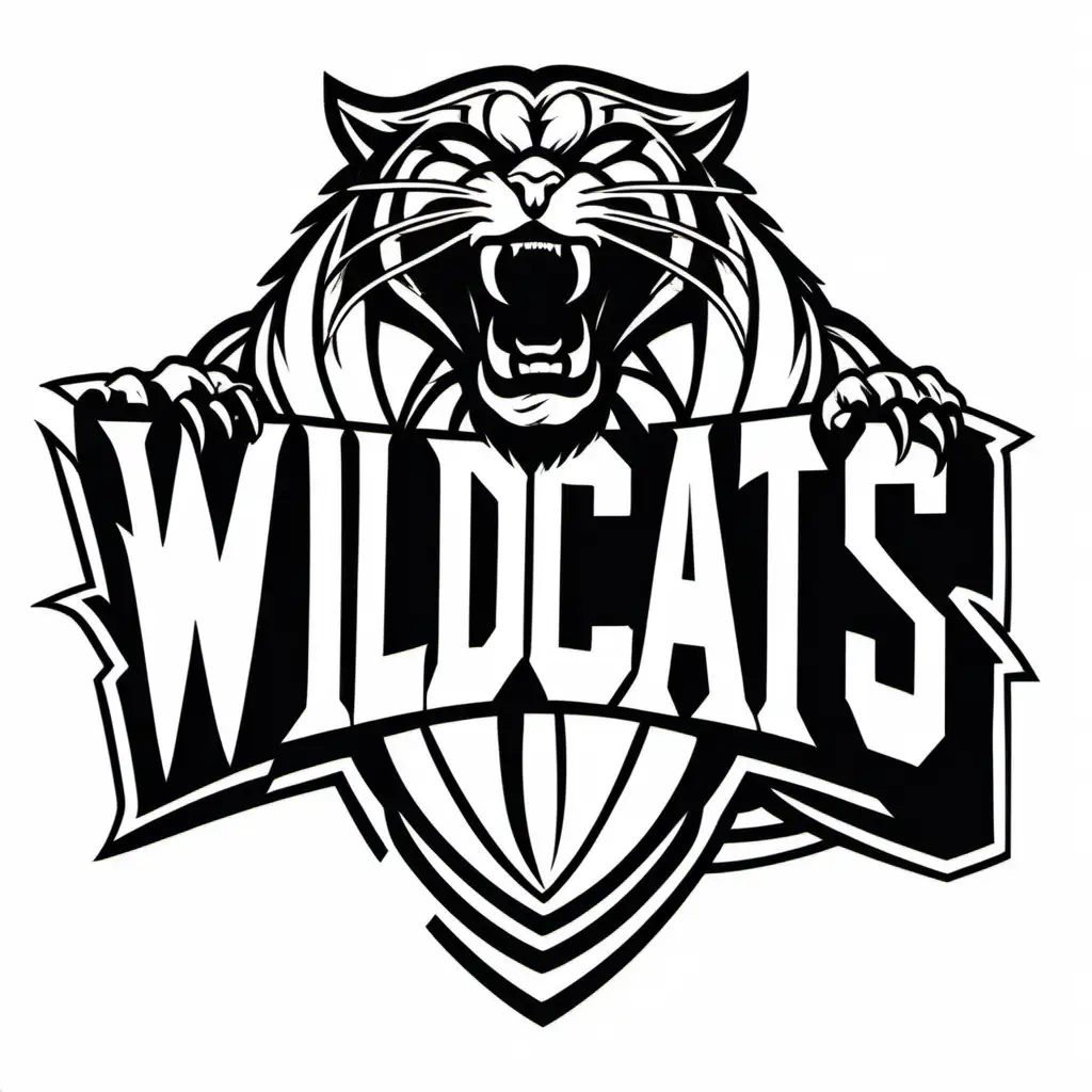 Wildcats Football, black outline, white background