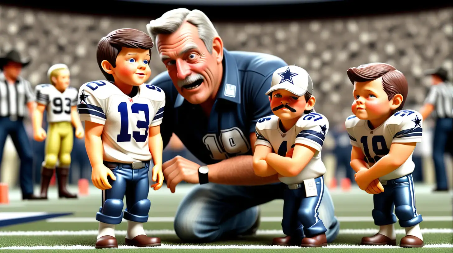 MY DAD IS THE DALLAS COWBOYS BIGGEST FAN. EVER SINCE HE WAS A LITTLE BOY. CREATE A SCENE WHERE MY DAD GETS TO PLAY WITH THEM AS A LITTLE BOY
