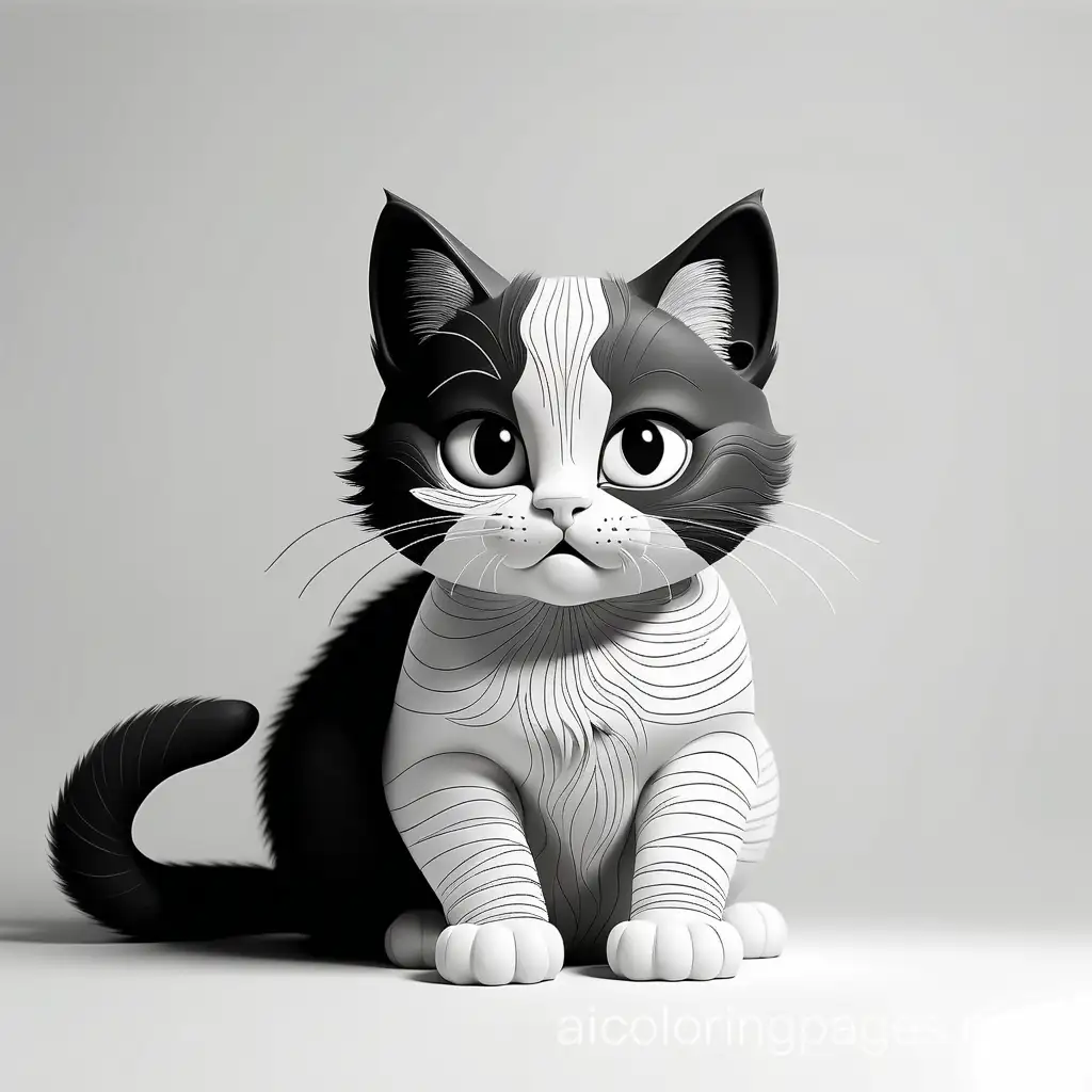 cat noir et blan
, Coloring Page, black and white, line art, white background, Simplicity, Ample White Space. The background of the coloring page is plain white to make it easy for young children to color within the lines. The outlines of all the subjects are easy to distinguish, making it simple for kids to color without too much difficulty