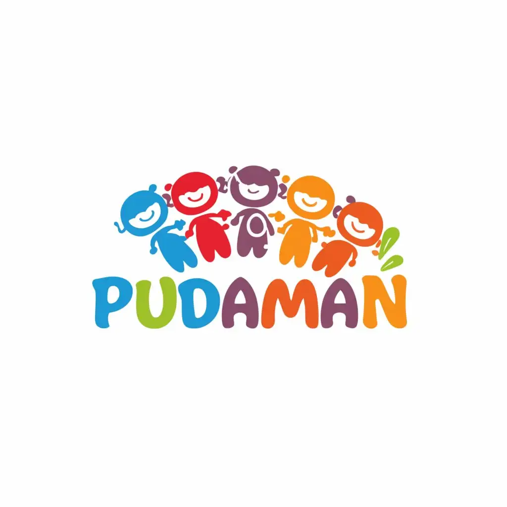 a logo design,with the text "pudaman", main symbol:Cheerful children who are encouraging them to live a healthy life by protecting their health from larvae,Moderate,be used in Medical Dental industry,clear background