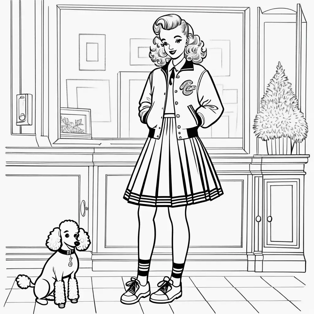 Nostalgic 1950s Teen Fashion Coloring Page
