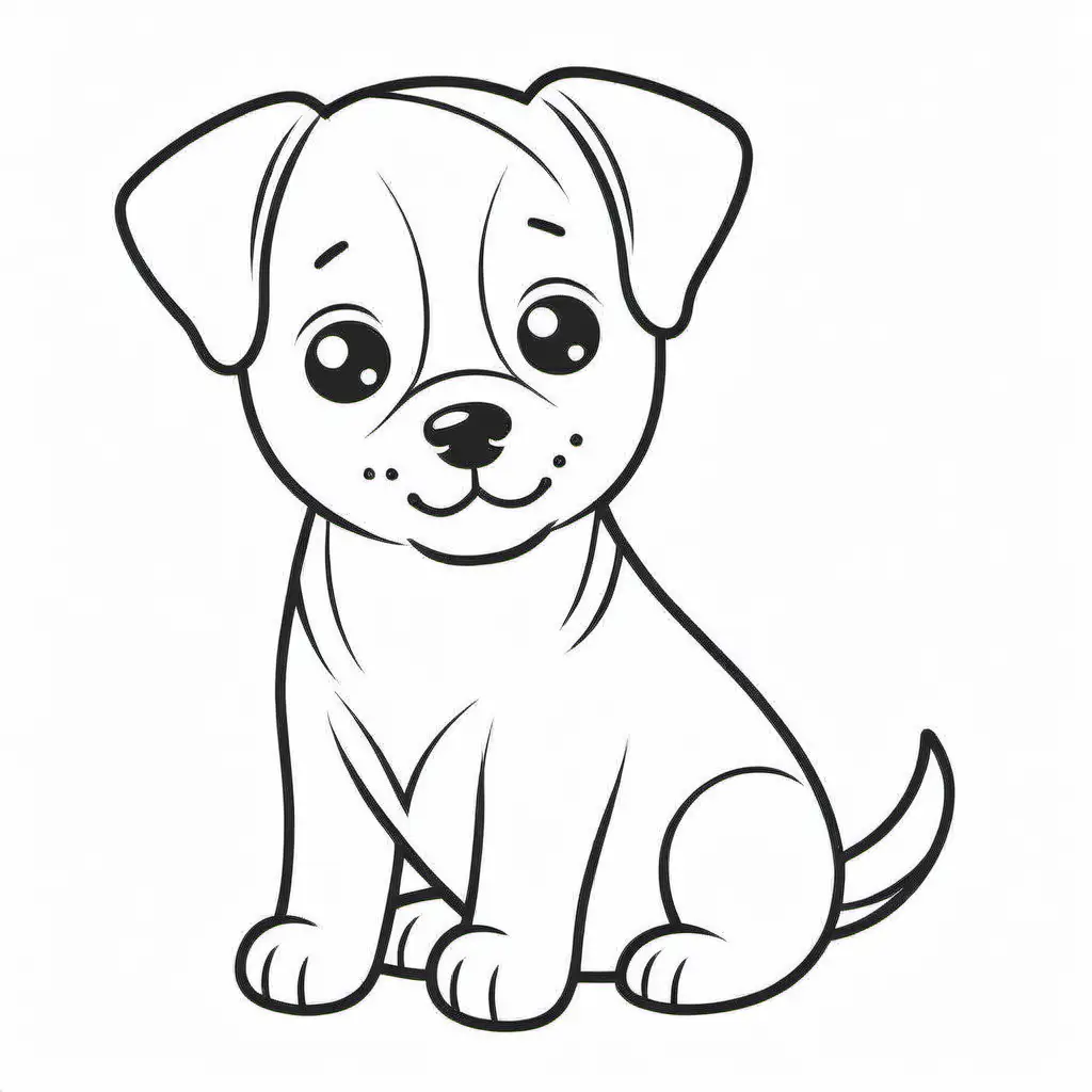 Adorable Black and White Dog Coloring Page for Kids