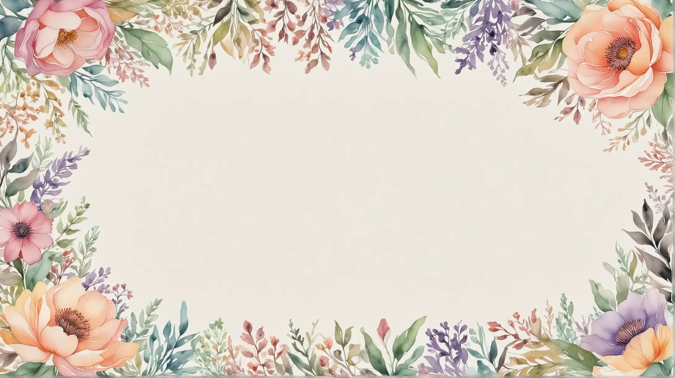 Generate a blank white page with detailed watercolor pastel floral design along the borders.