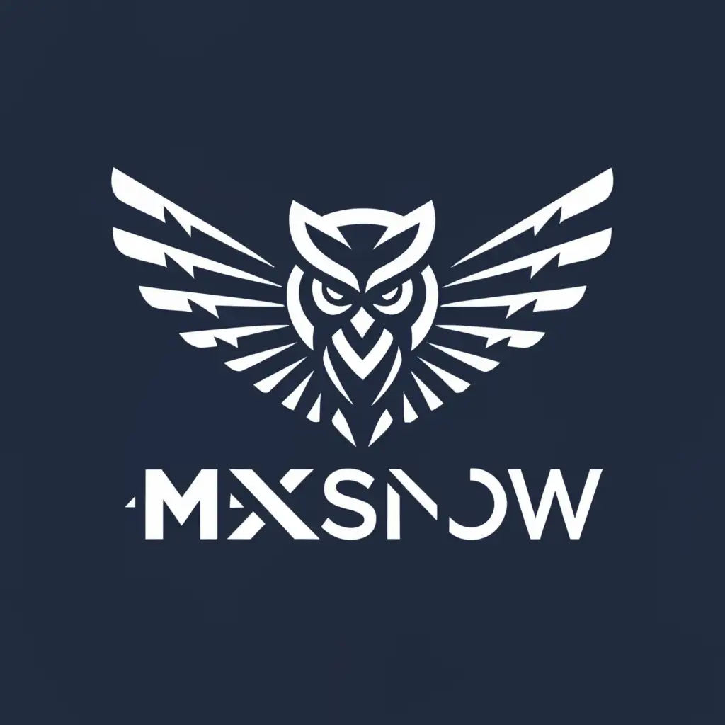a logo design,with the text "Mxsnow", main symbol:owl,Moderate,be used in Entertainment industry,clear background