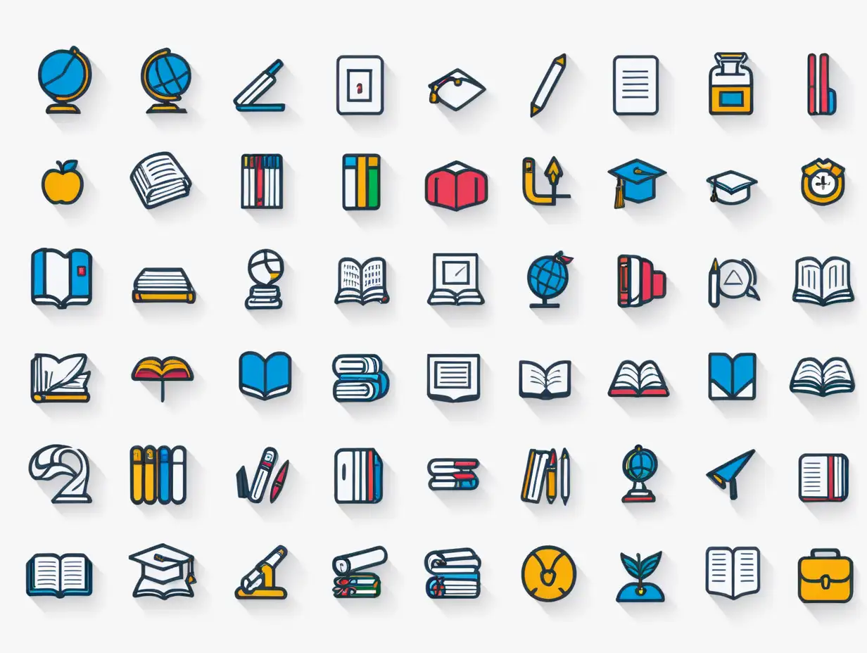 Education Icon Pack Various Schoolrelated Symbols on White Background