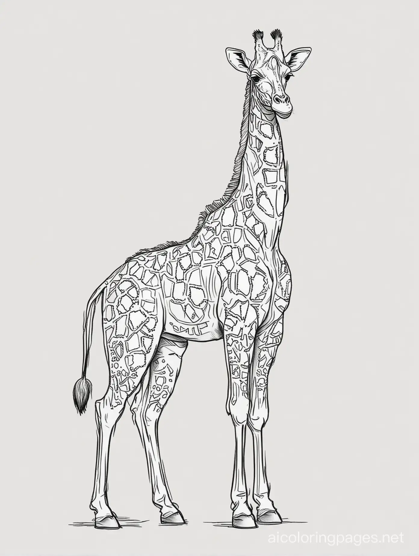 Giraffe-Coloring-Page-Simple-Line-Art-on-White-Background