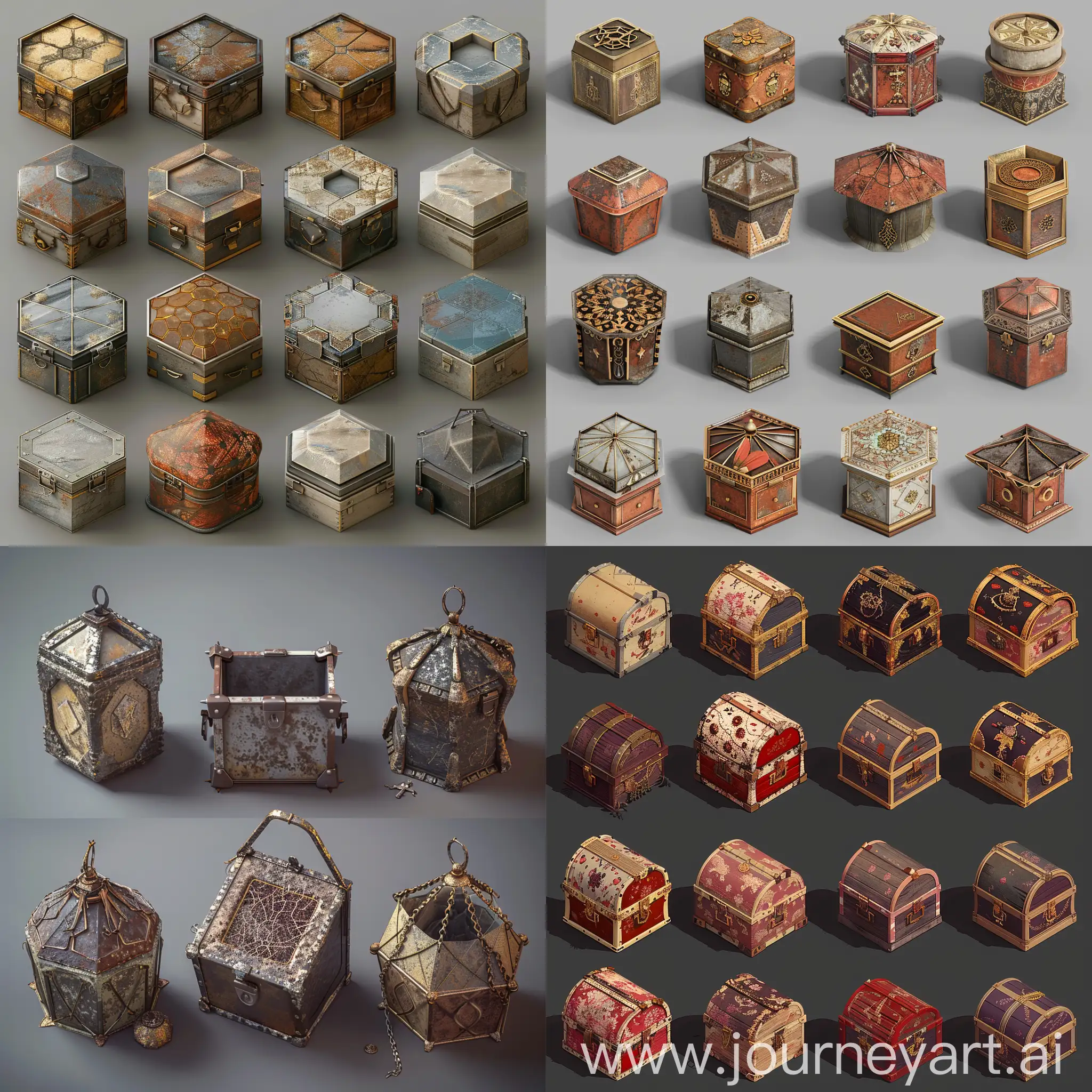 Realistic-Isometric-Worn-Pentagon-Jewelry-Boxes-Unreal-Engine-5-3D-Asset