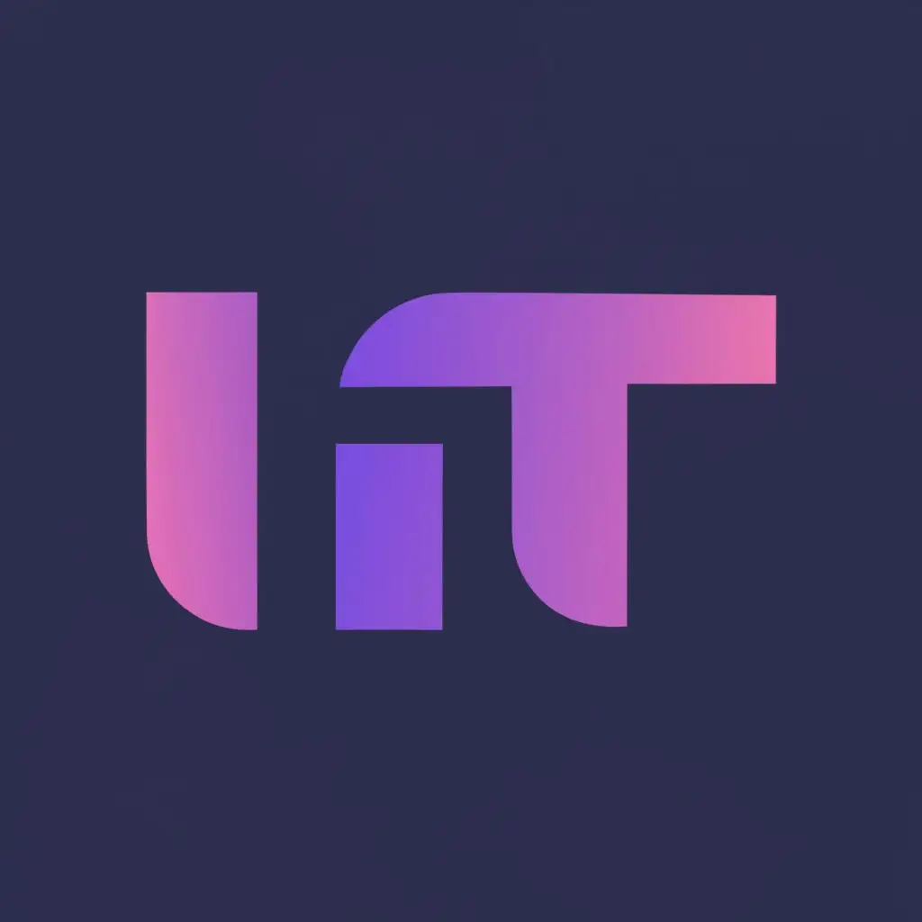 logo, purple letters of IT in abstraction, with the text "IT", typography, be used in Technology industry