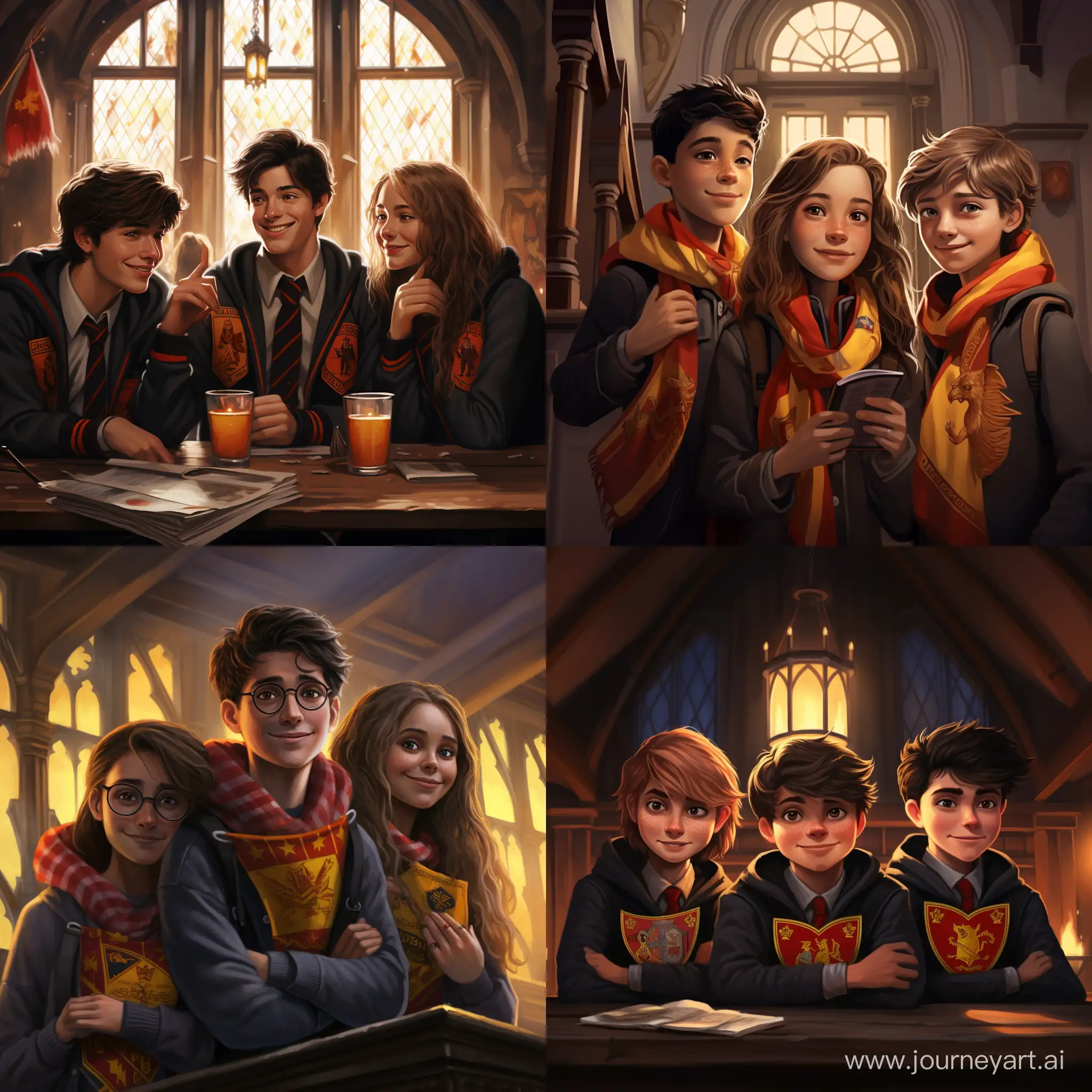 Gryffindor-Friends-in-HighQuality-Cartoon-Art-at-Hogwarts