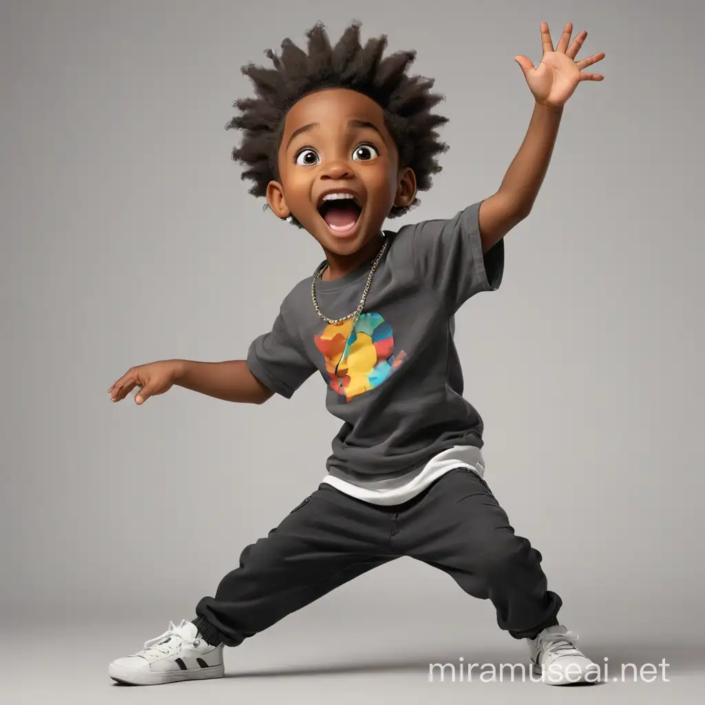 a dancing black kid excited no background
