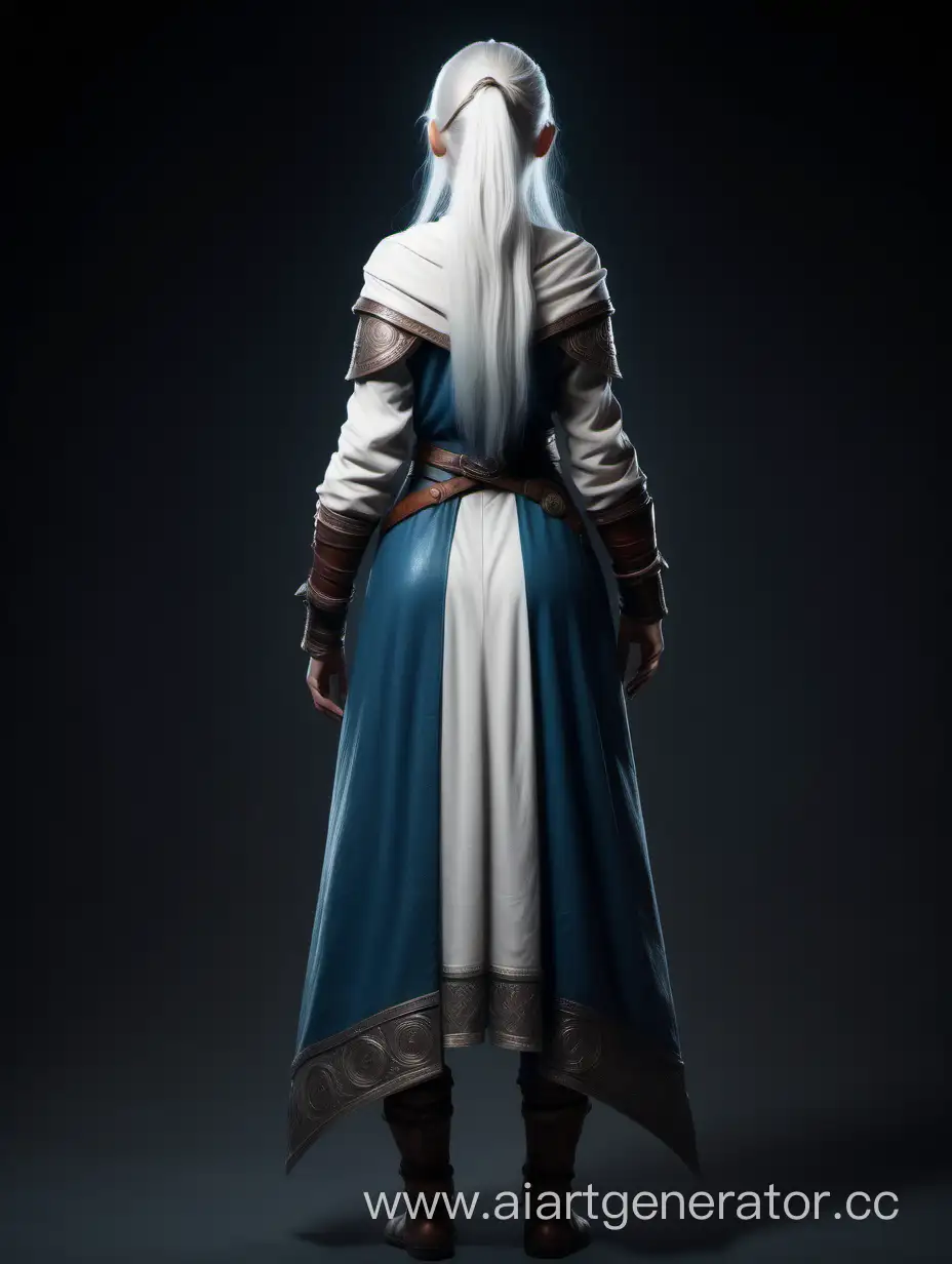 space guna full-length character, a girl with white hair, concept art face and from behind, a full-length character. Fantasy of the Middle Ages Slavic culture, a full-length character.