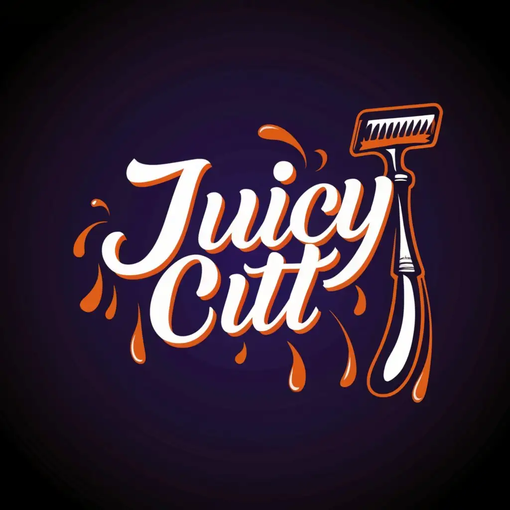a logo design,with the text "juicy cutz", main symbol:barber splash drip saucy  elegant,complex,be used in Internet industry,clear background