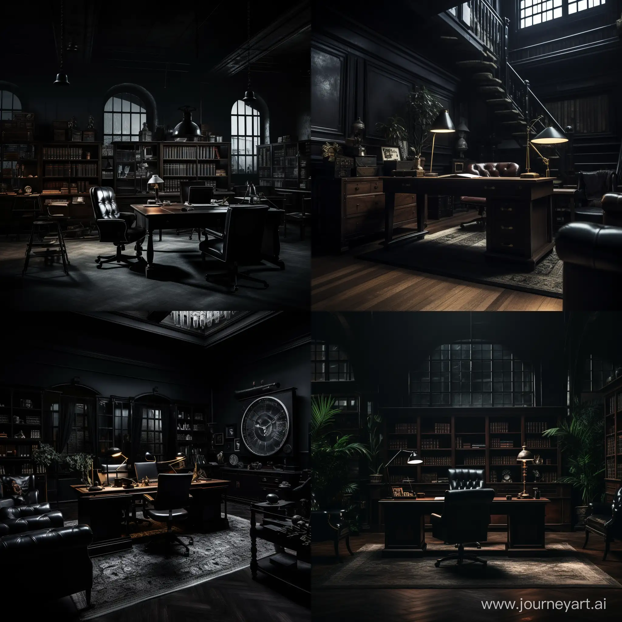 old-fashioned office interior dark noir