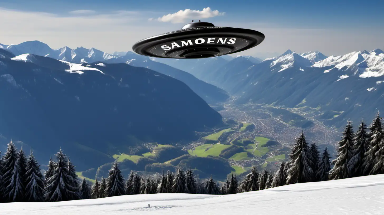 Majestic Flying Saucer Over SAMOENS Mountain Landscape