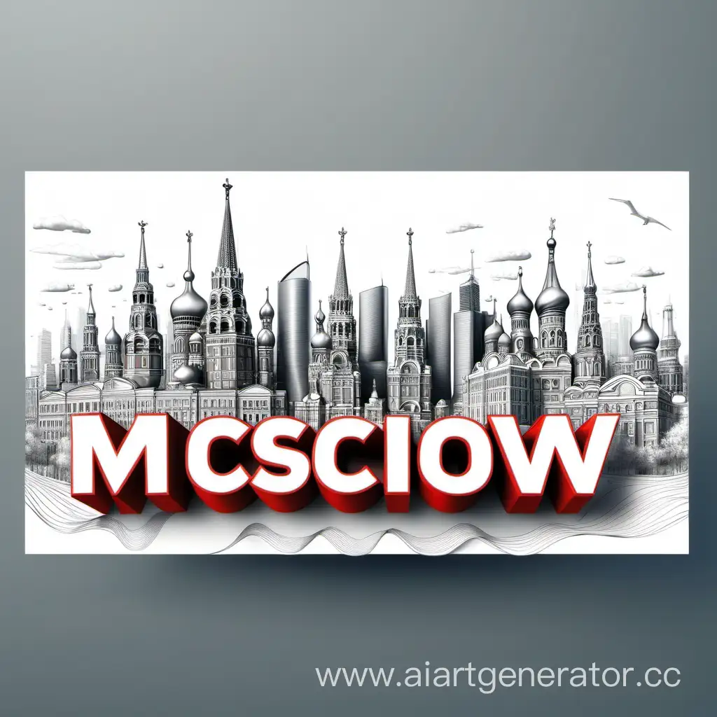 Рисунок для текста, 3D баннер для текста, рисованный баннер, Moscov City фон