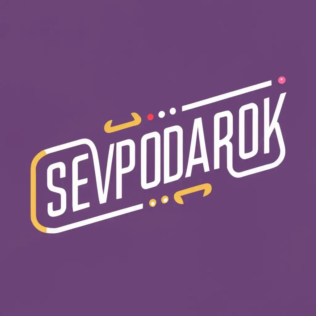 logo, many gifts, with the white and blue text "Sevpodarok", typography, be used in design industry