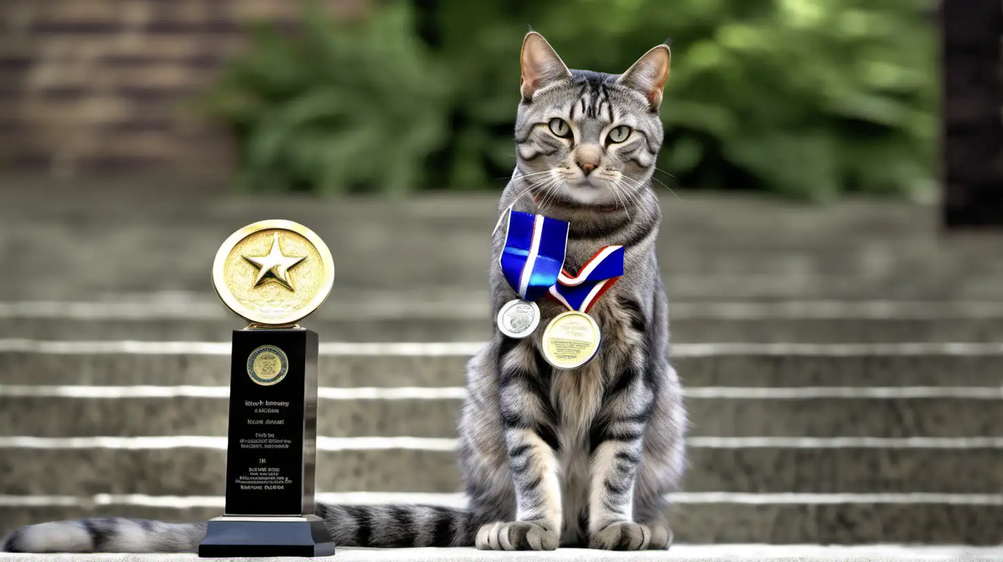 Courageous Gray Tabby Cat Receives Numerous Awards for Heroic Bravery
