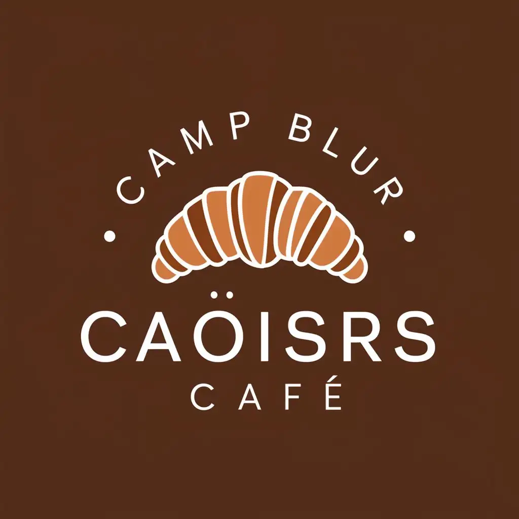 logo, croissant, with the text "CAMP BLURS CAFE", typography, be used in Restaurant industry