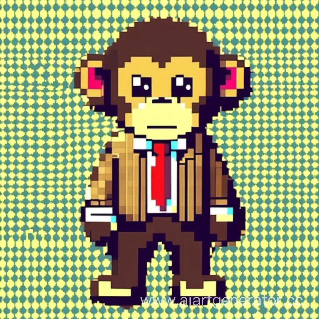 обезьяна пиксельная в одежде