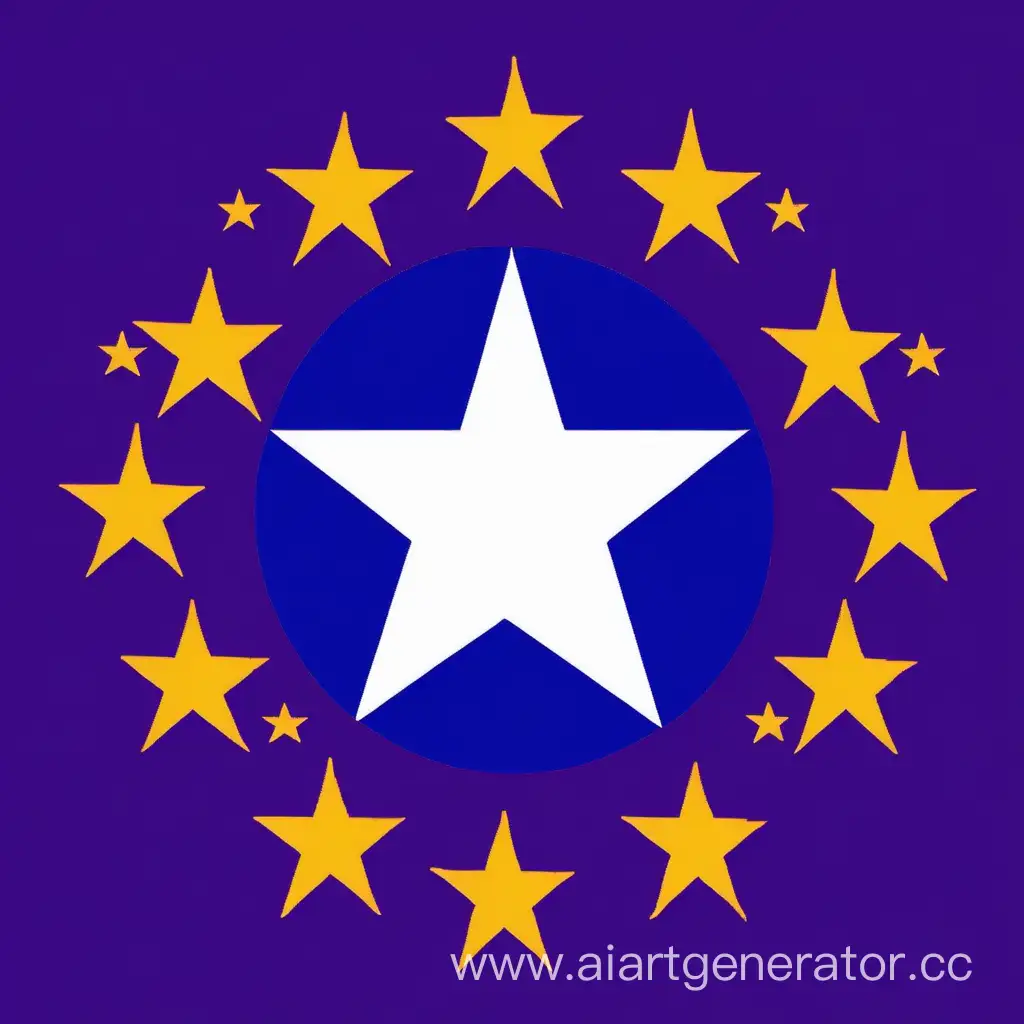 сделай флаг для демократической партии состоящий из фиолетового белого и синего цвета, и долен быть еще круг из звездочек как на флаге ЕвроСоюза