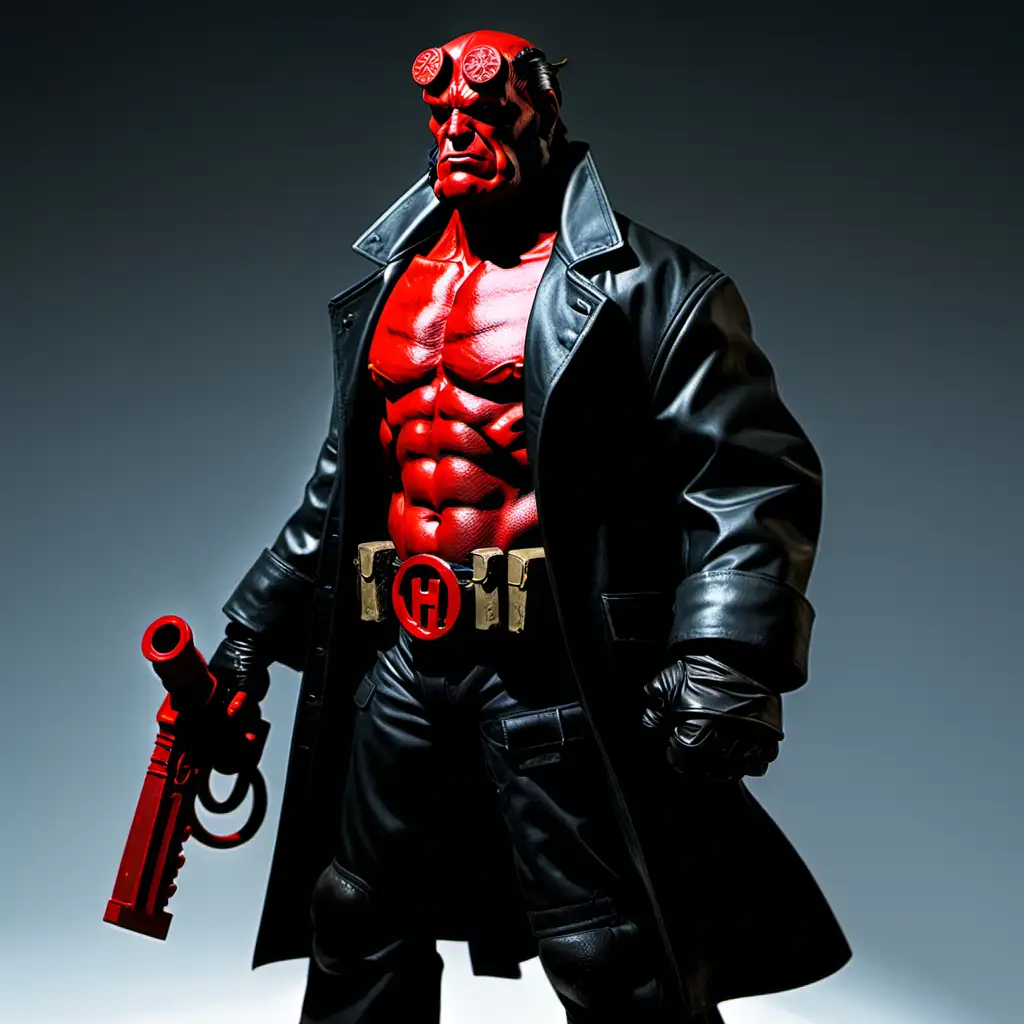 Hellboy Dark Heroic Demon Fighting in Fiery Inferno