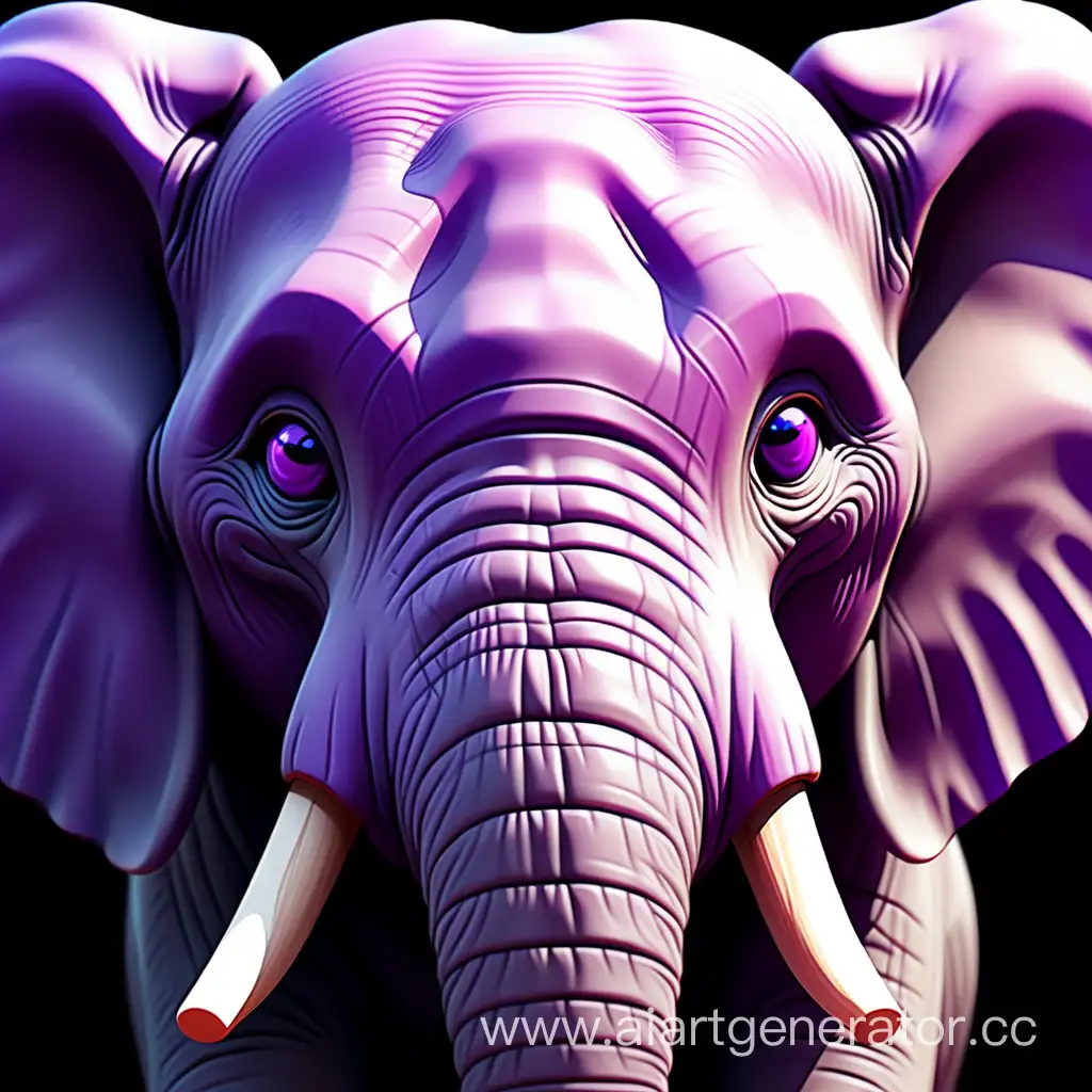 Vibrant-Purple-Elephant-Face-with-Striking-Outlined-Features