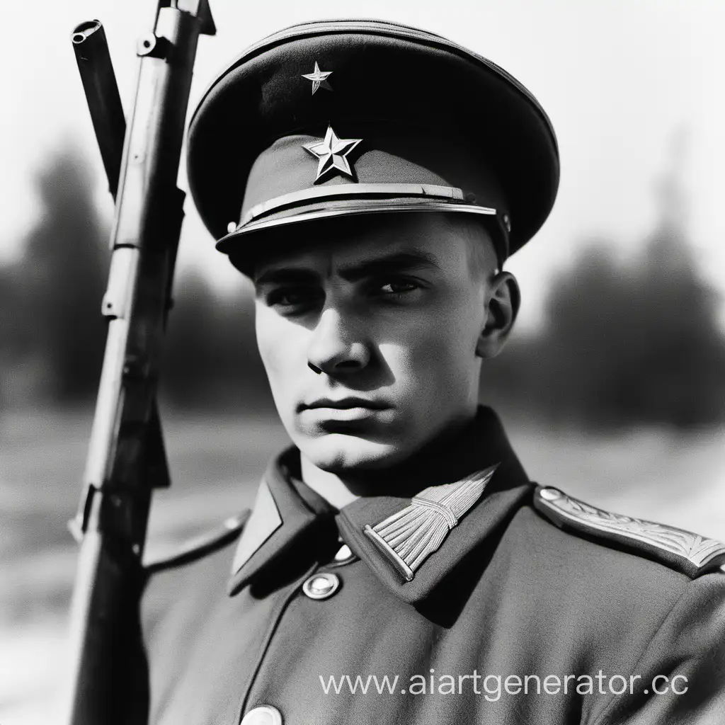 Monochrome-Portrait-of-an-Unidentified-Soviet-Soldier