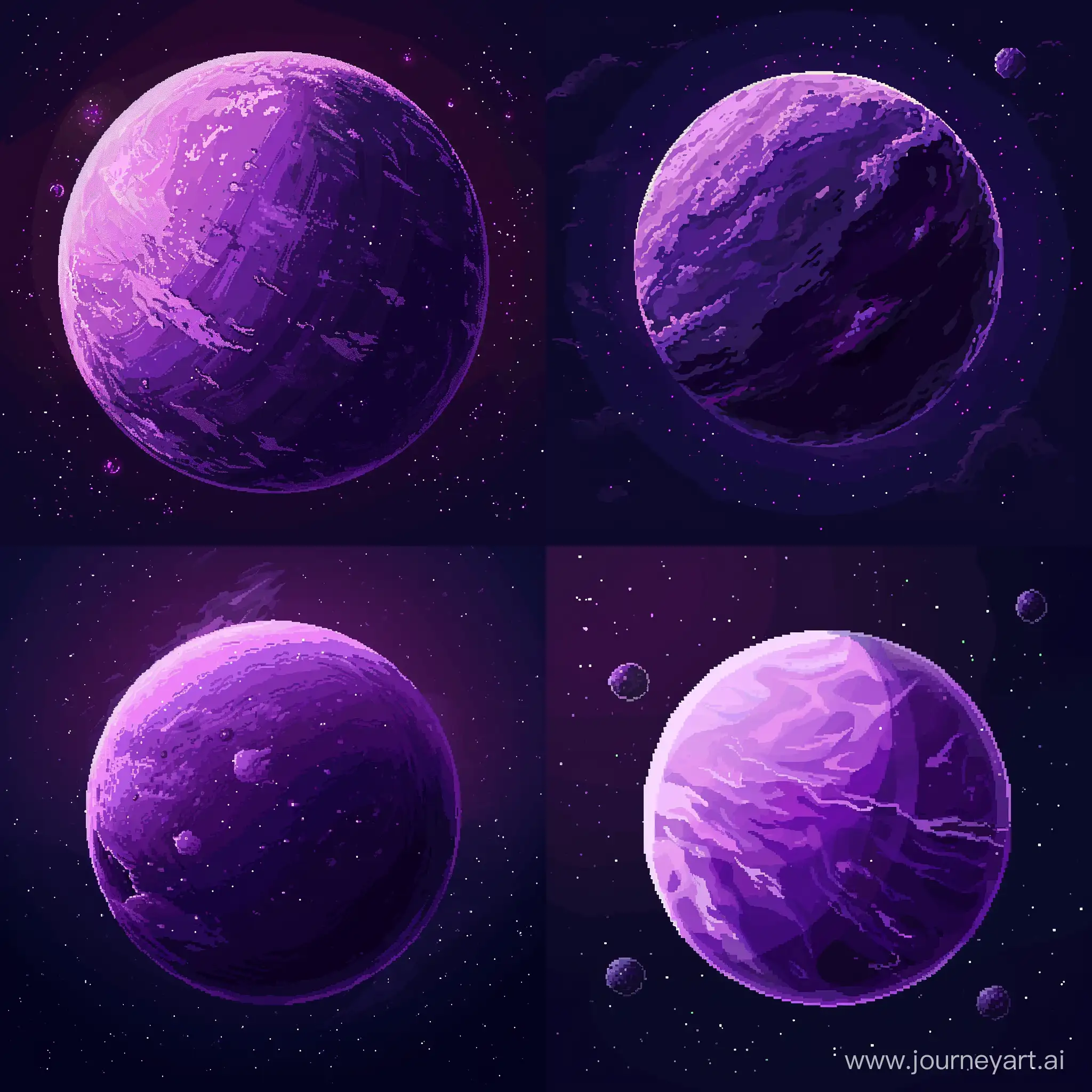 Create a purple planet background in pixel style