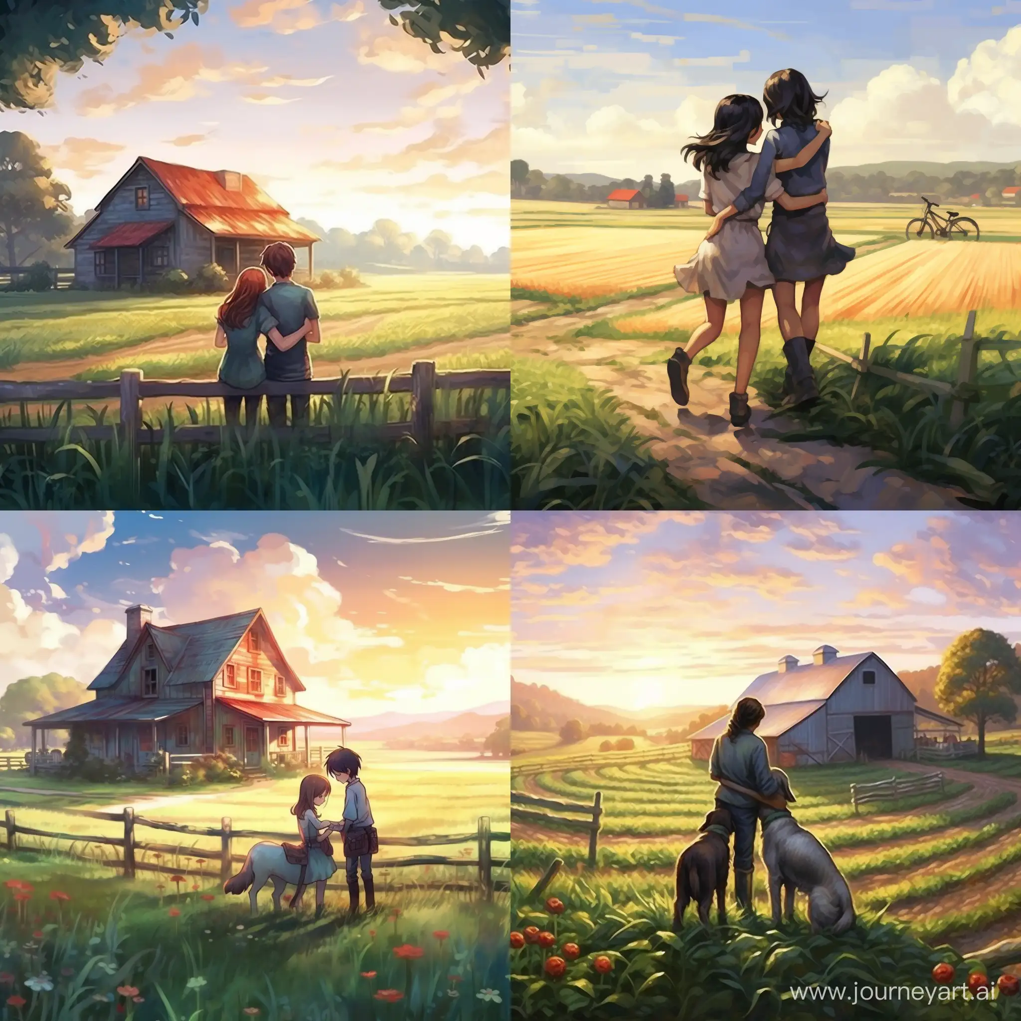 Friends-Enjoying-Serene-Farm-Landscape