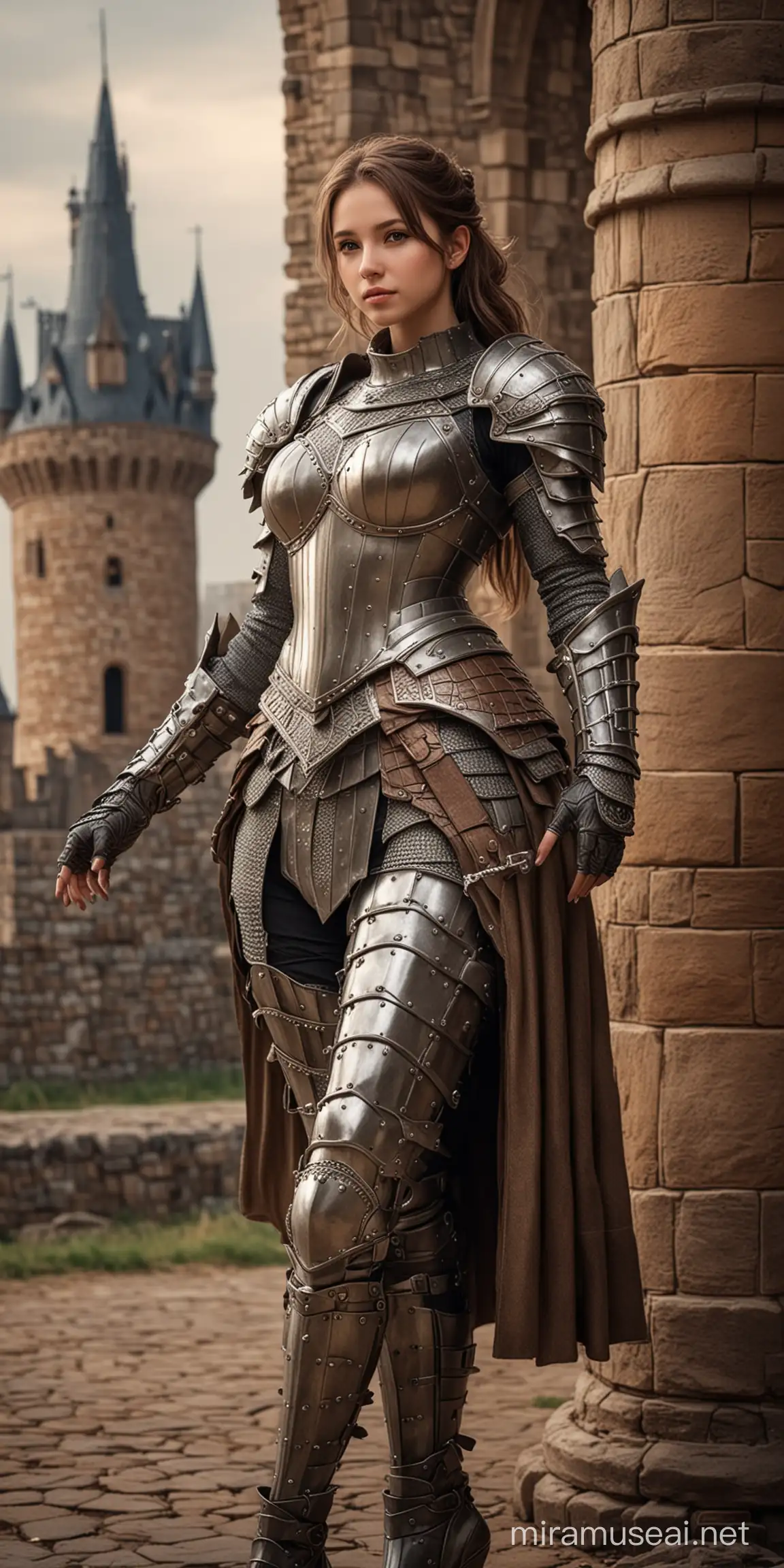Elegant Knight with Armadillo Aesthetic in a Castle Setting