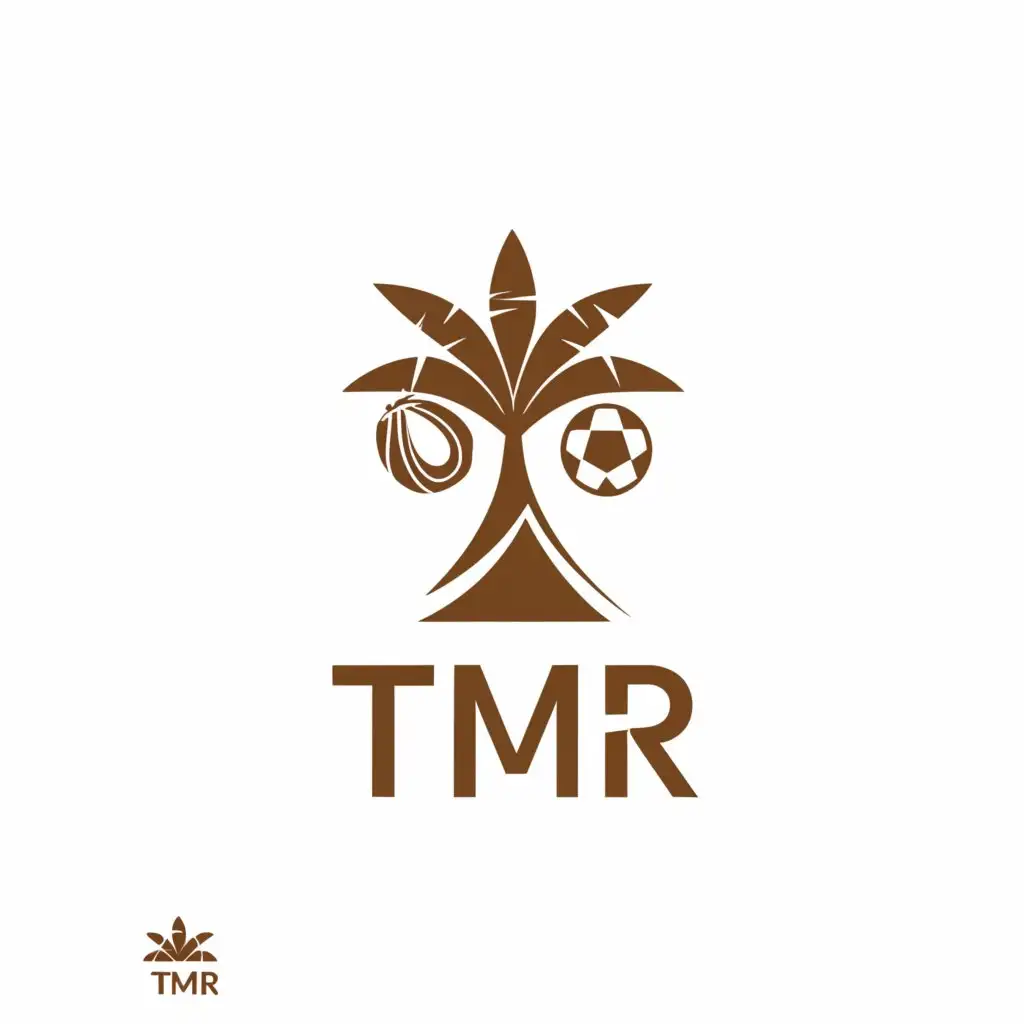 a logo design, with the text TMR, main symbol: dates, palm tree, and soccer, Minimalistic, be used in Entertainment industry, clear background