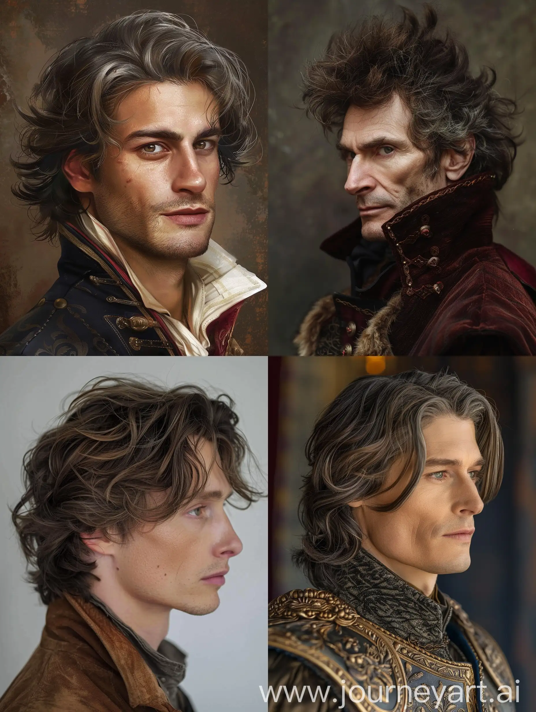 Madoc from the Cursed Prince by Holly Black, but with greying brown hair.