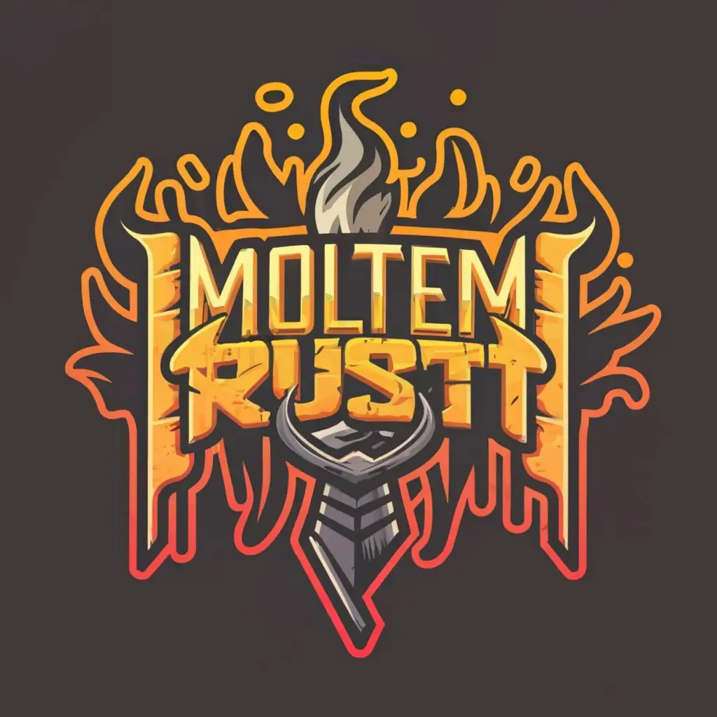 a logo design,with the text 'molten rust', main symbol:rust game alone battle survival game friendly,complex,clear background