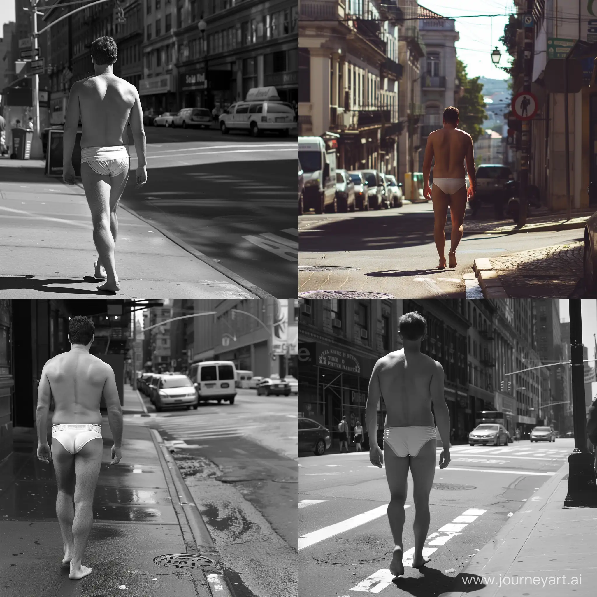 Man-Strolling-Down-the-Urban-Street-in-Underwear