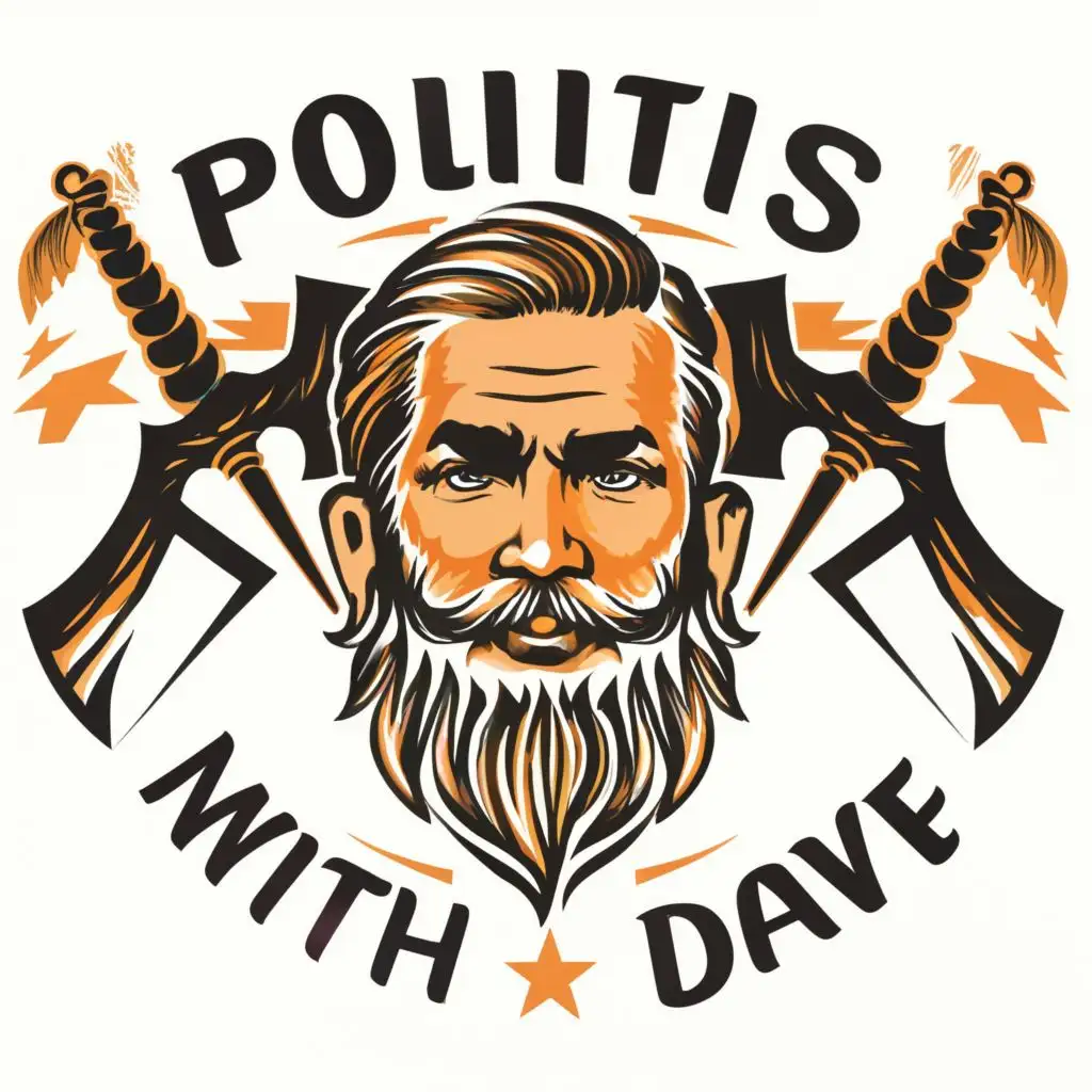 logo, Beard, with the text "Politics With Dave", typography