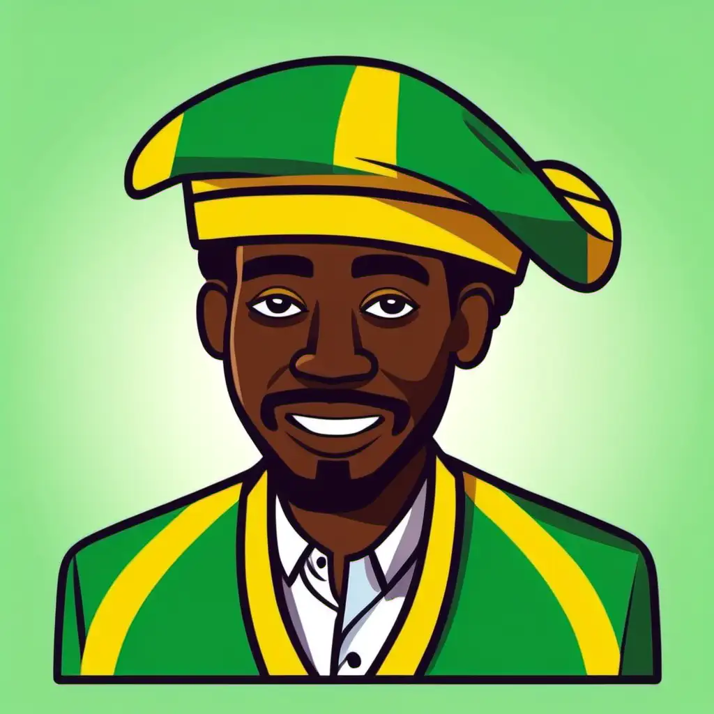 Colorful Cartoon Jamaica Man Icon with Vibrant Caribbean Vibes