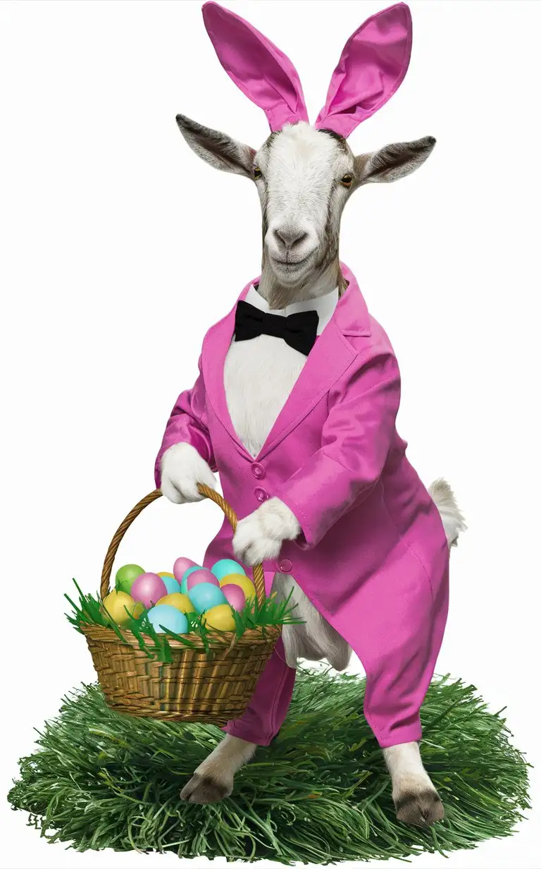 Goat dressed like Easter Bunny meme