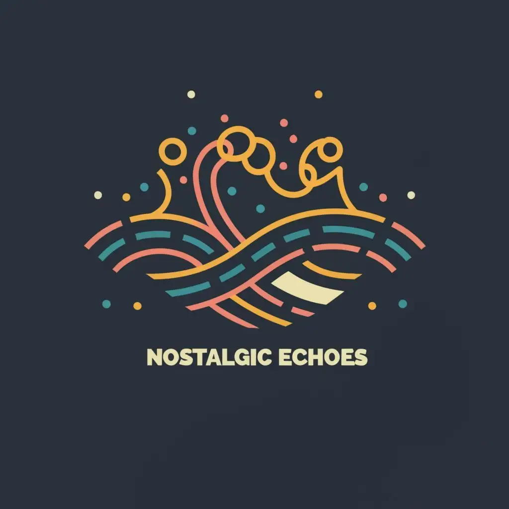 logo, wave, with the text "Nostalgic Echoes", typography, be used in Entertainment industry