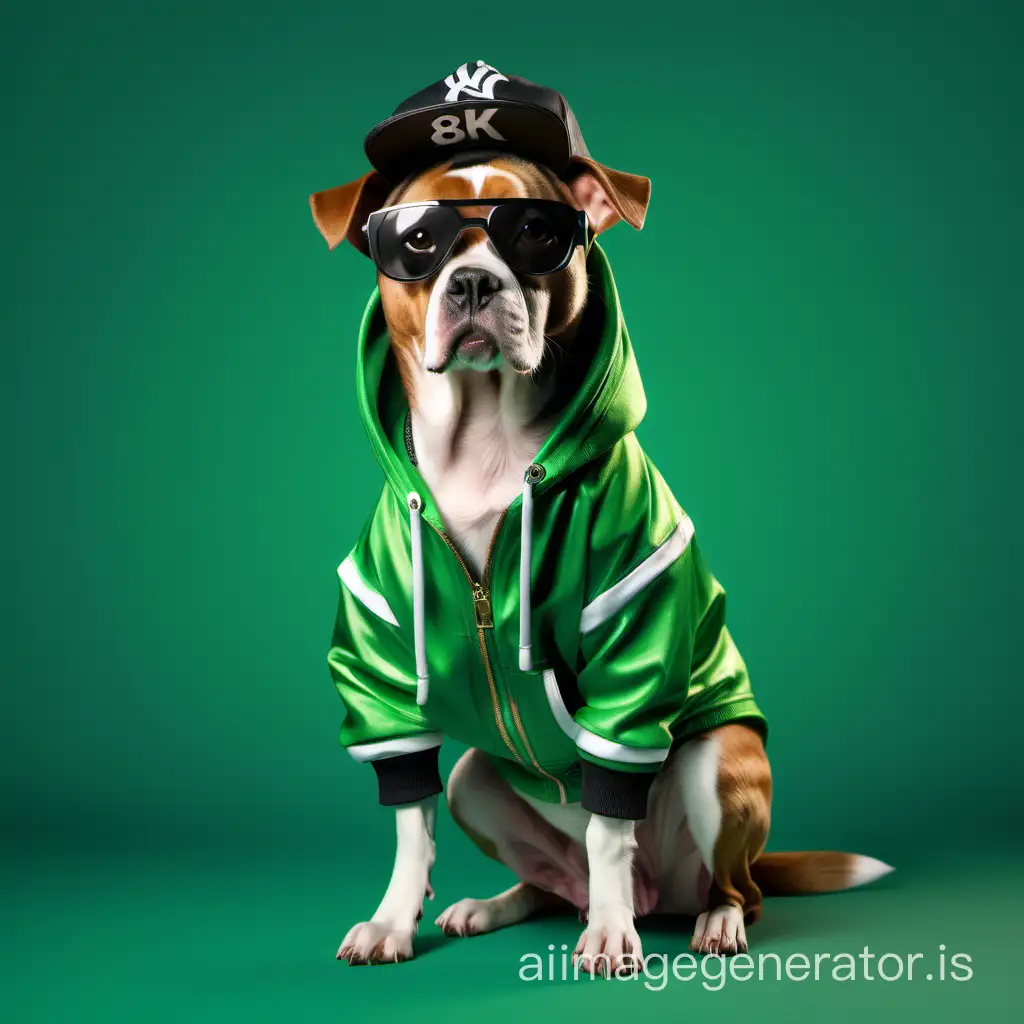 RapperStyled-Canine-Fashion-HighResolution-Realism-on-Green-Background