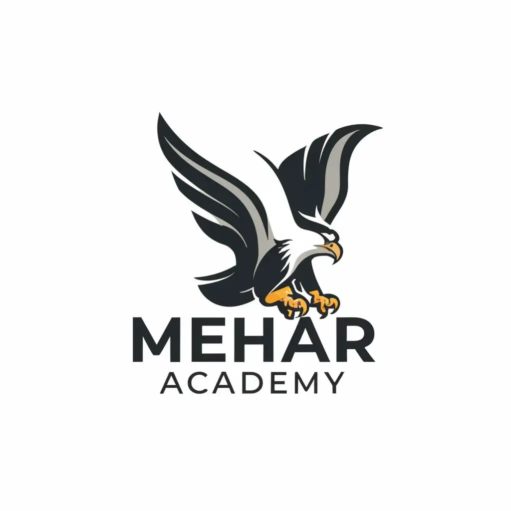 logo, Flying Eagle with open wings, with the text "Mehar Academy", typography, be used in Education industry