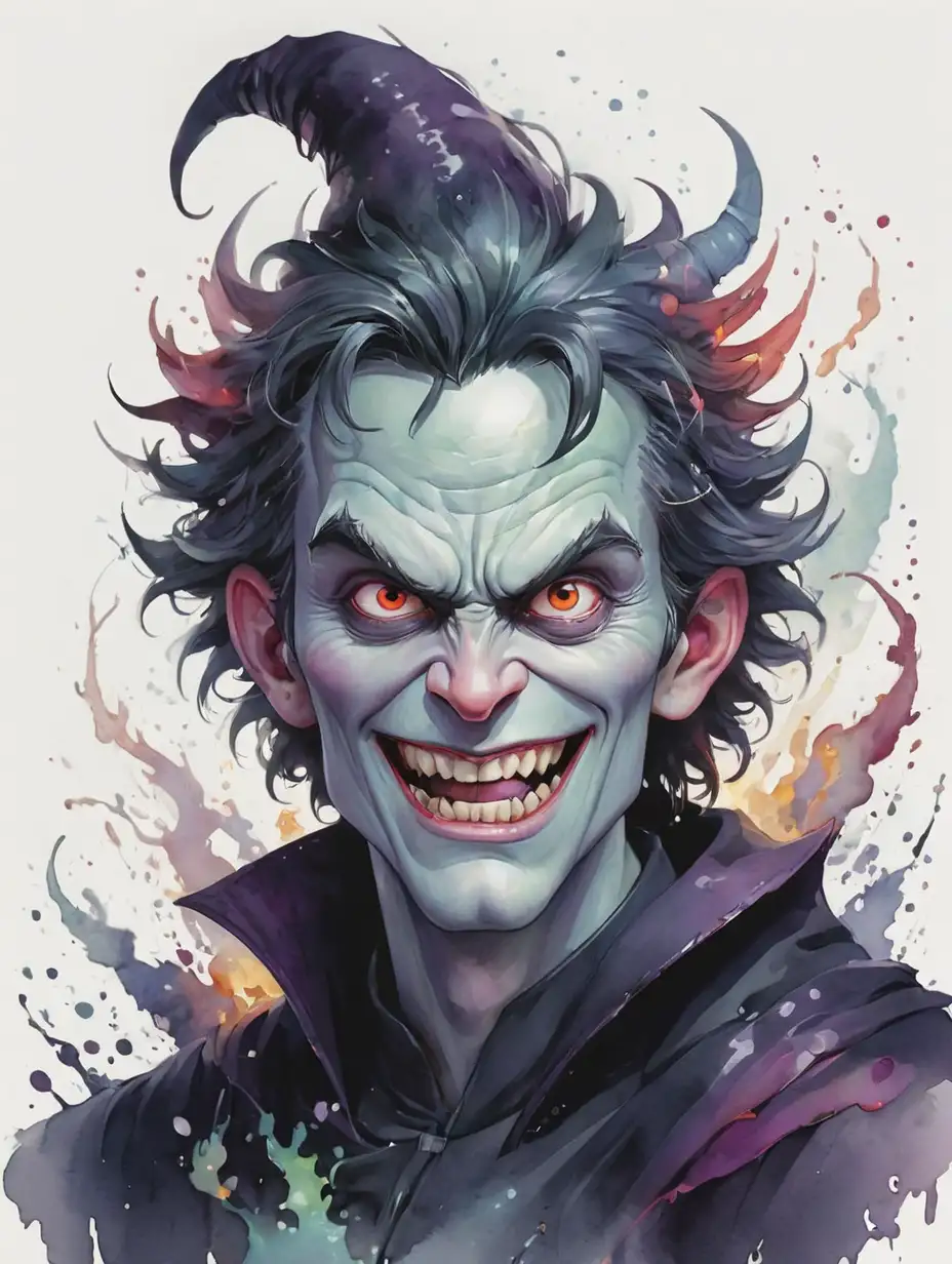Sinister Magical Character in Watercolor Illustration
