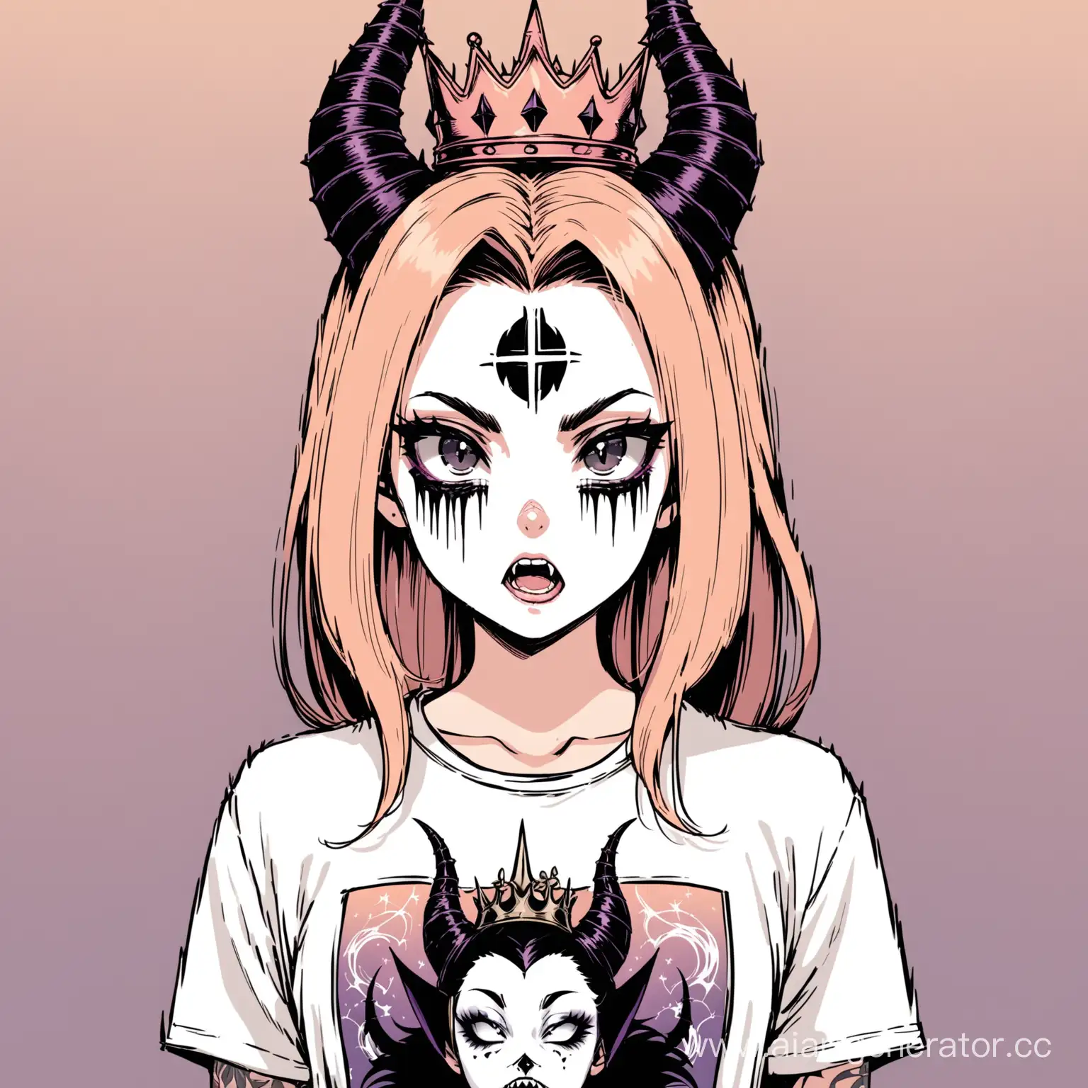 Ethereal-Gothic-Girl-with-Cross-Tattoo-and-Maleficent-Horns-Crown