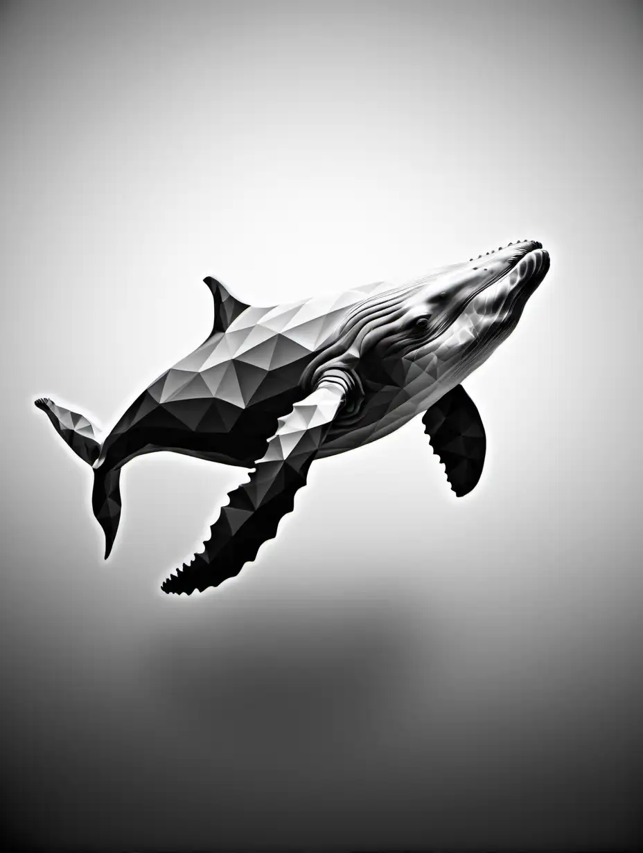 Abstract Monochrome Humpback Whale Artwork